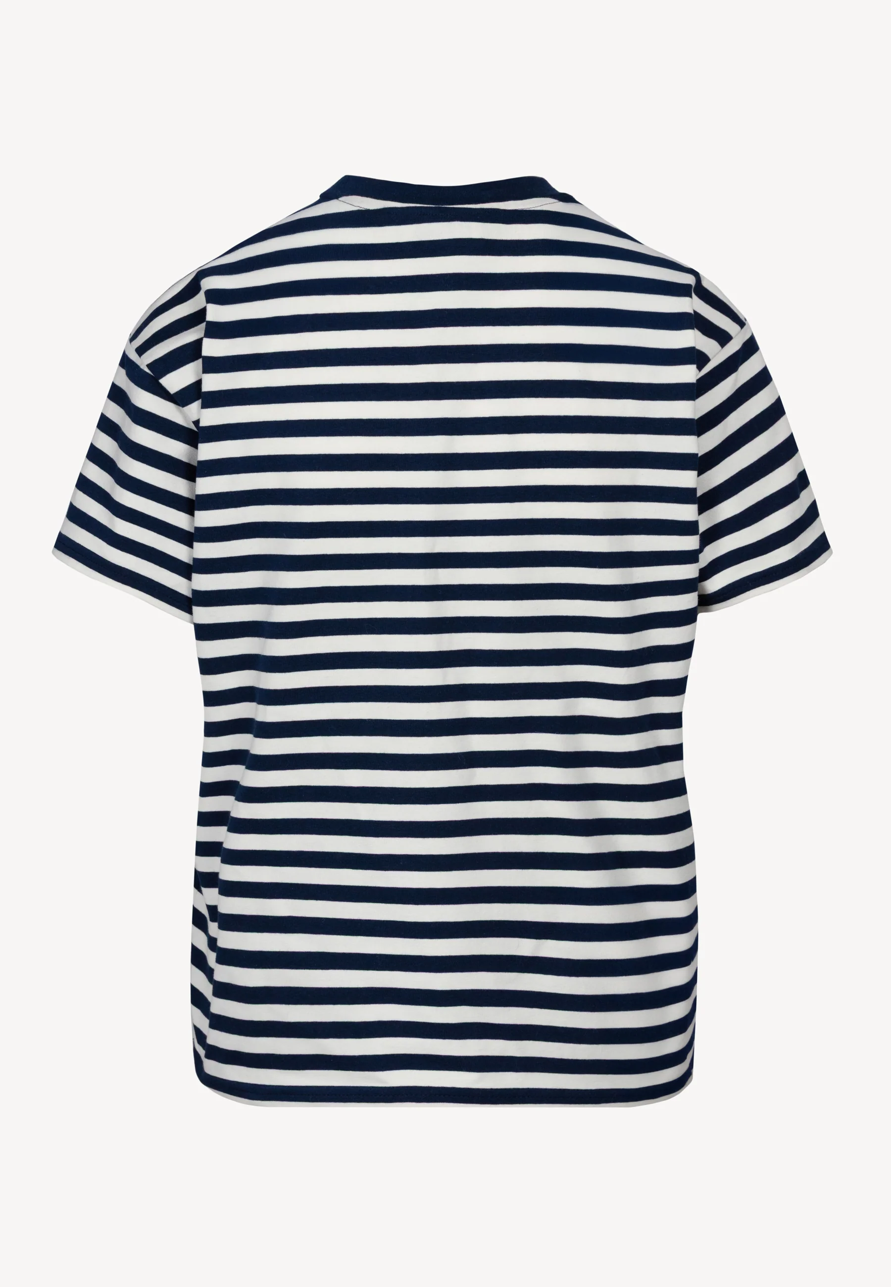 Bawełniany T-shirt w kremowo-granatowe paski TISHALLY - Image 4