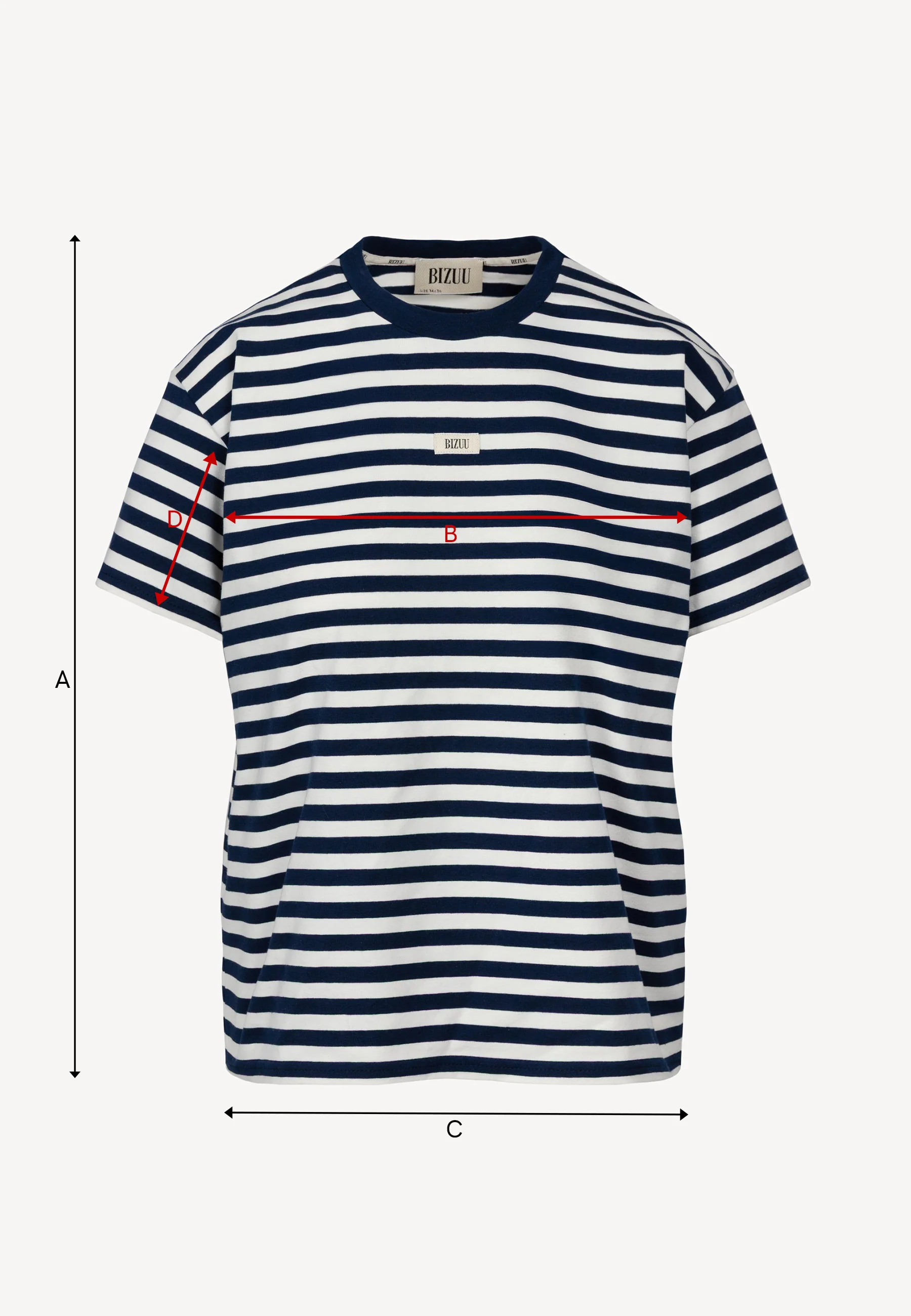 Bawełniany T-shirt w kremowo-granatowe paski TISHALLY - Image 7