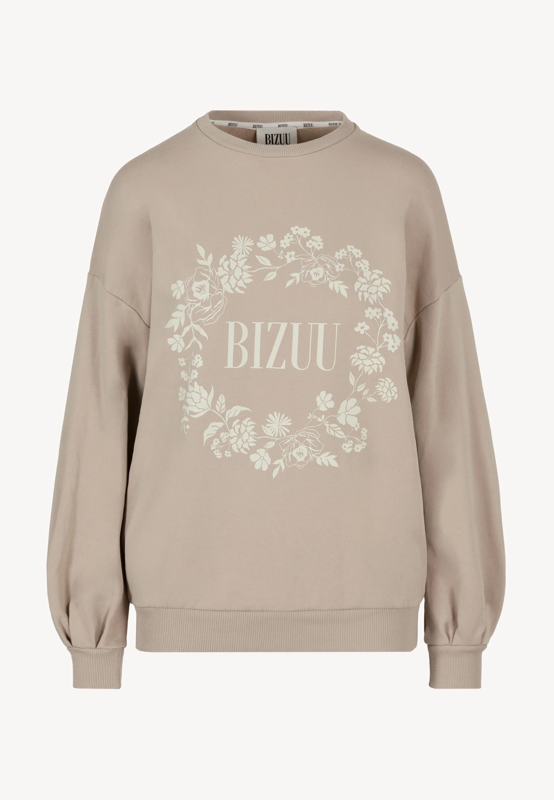 Beżowa bluza oversize z kwiatową aplikacją ORISA - Image 3