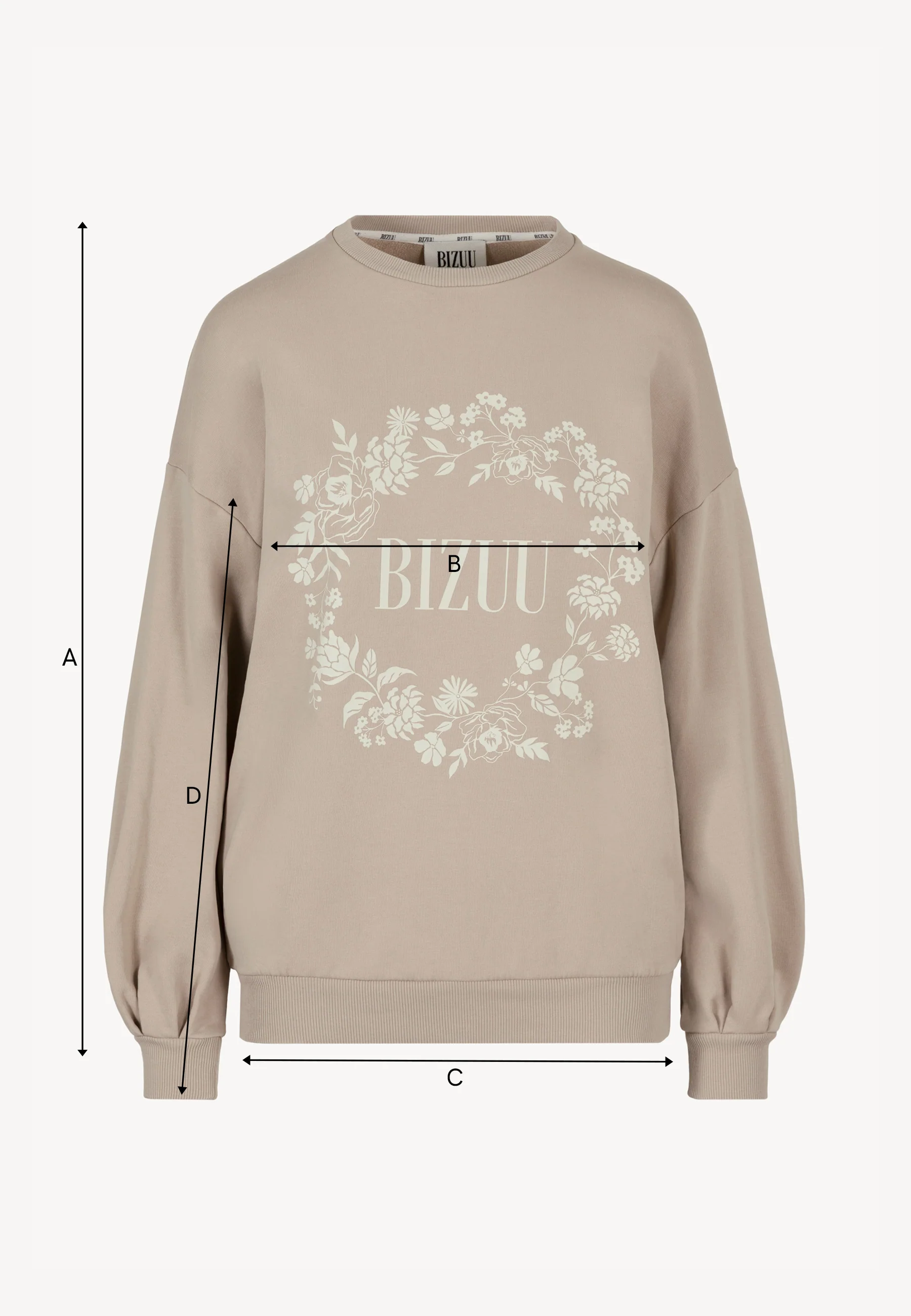 Beżowa bluza oversize z kwiatową aplikacją ORISA - Image 8
