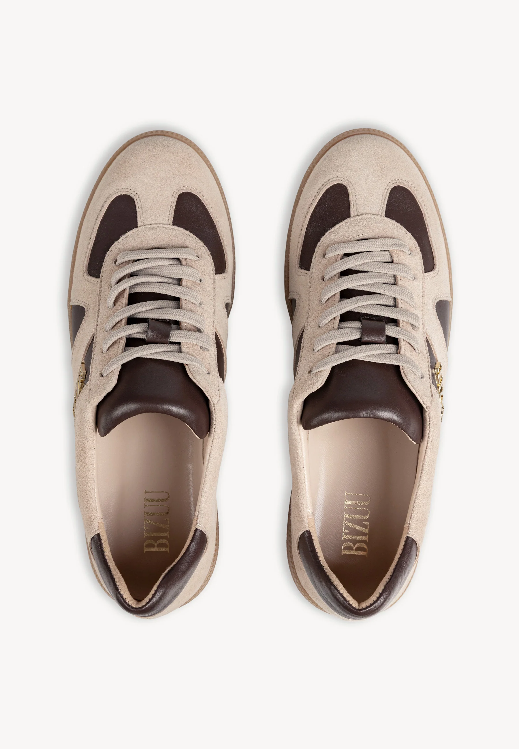 Beżowe sneakersy damskie SODDY z brązowymi wstawkami - Image 4