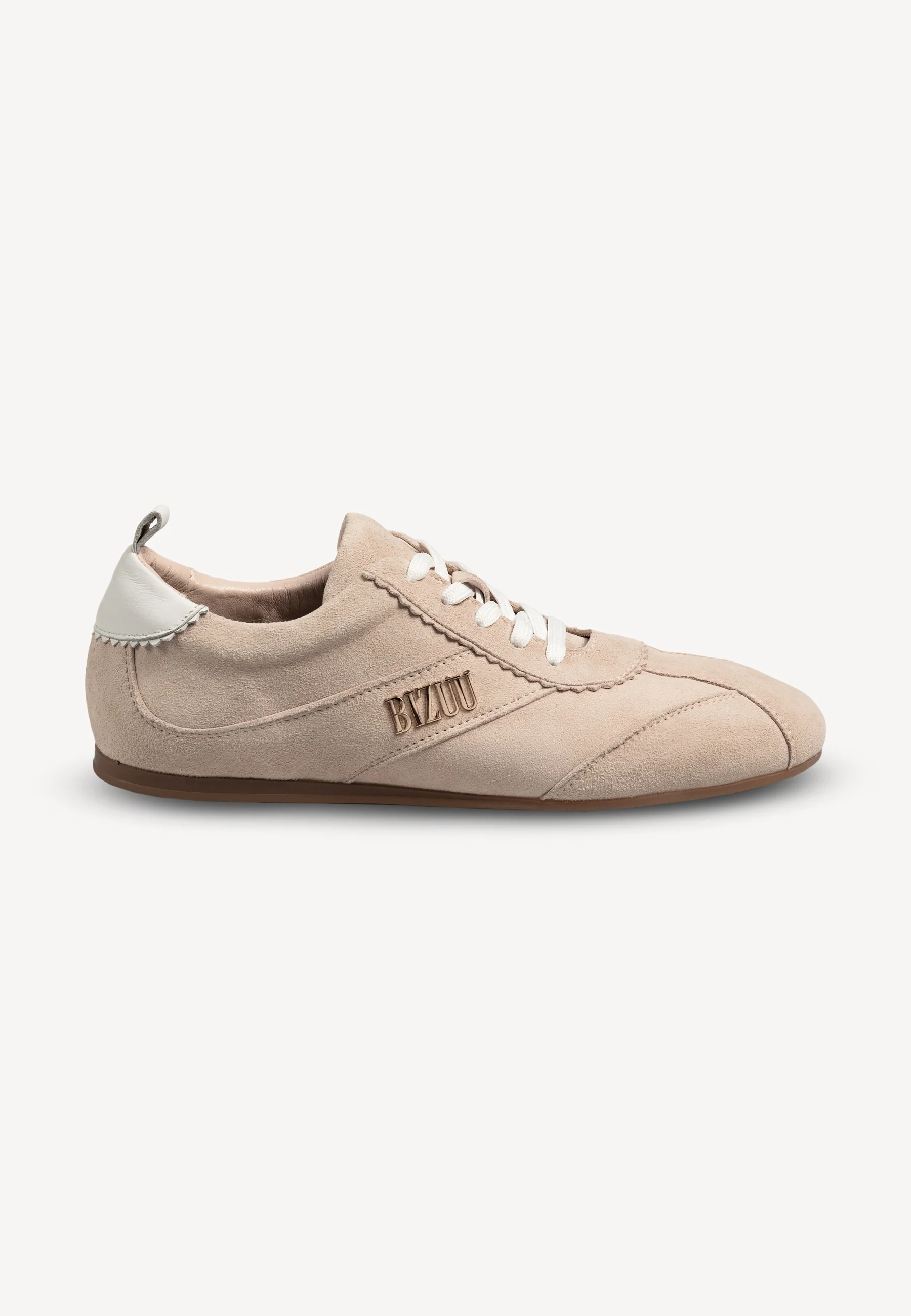Beżowe zamszowe sneakersy damskie LEOLA - Image 4