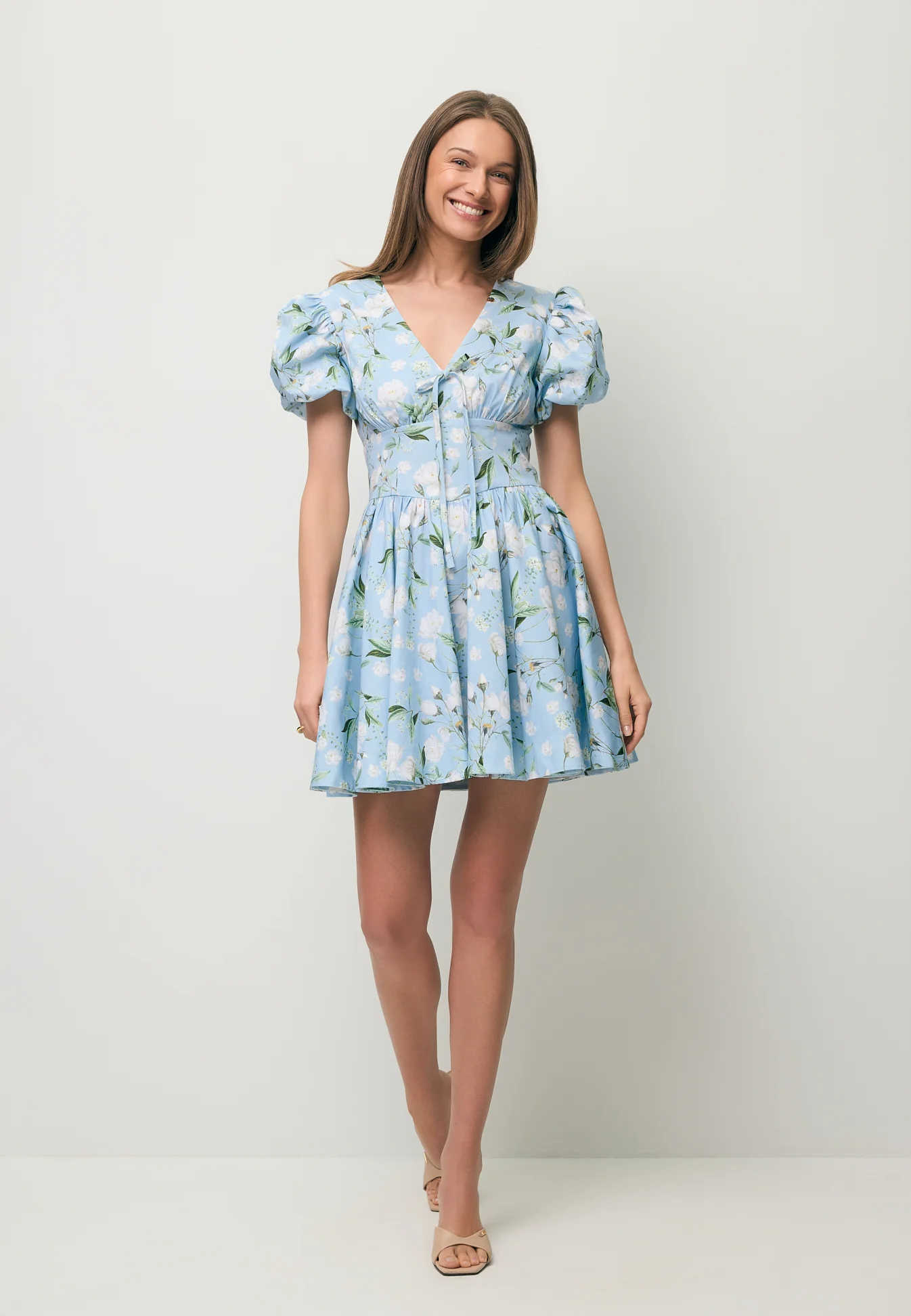 Błękitna sukienka mini z bawełny EVIANNE - Image 6