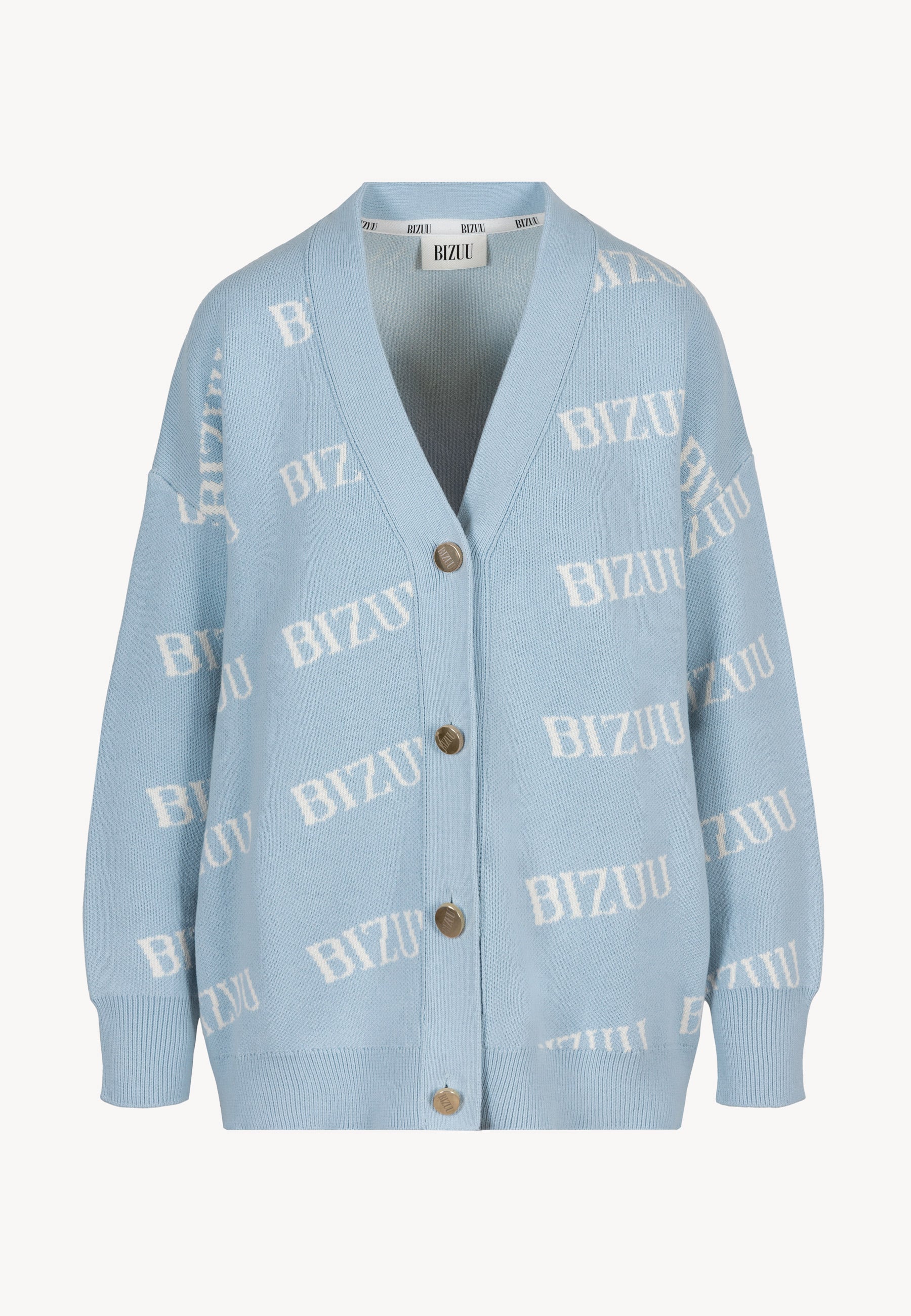 Błękitny kardigan oversize zapinany na guziki KYLE - Image 3