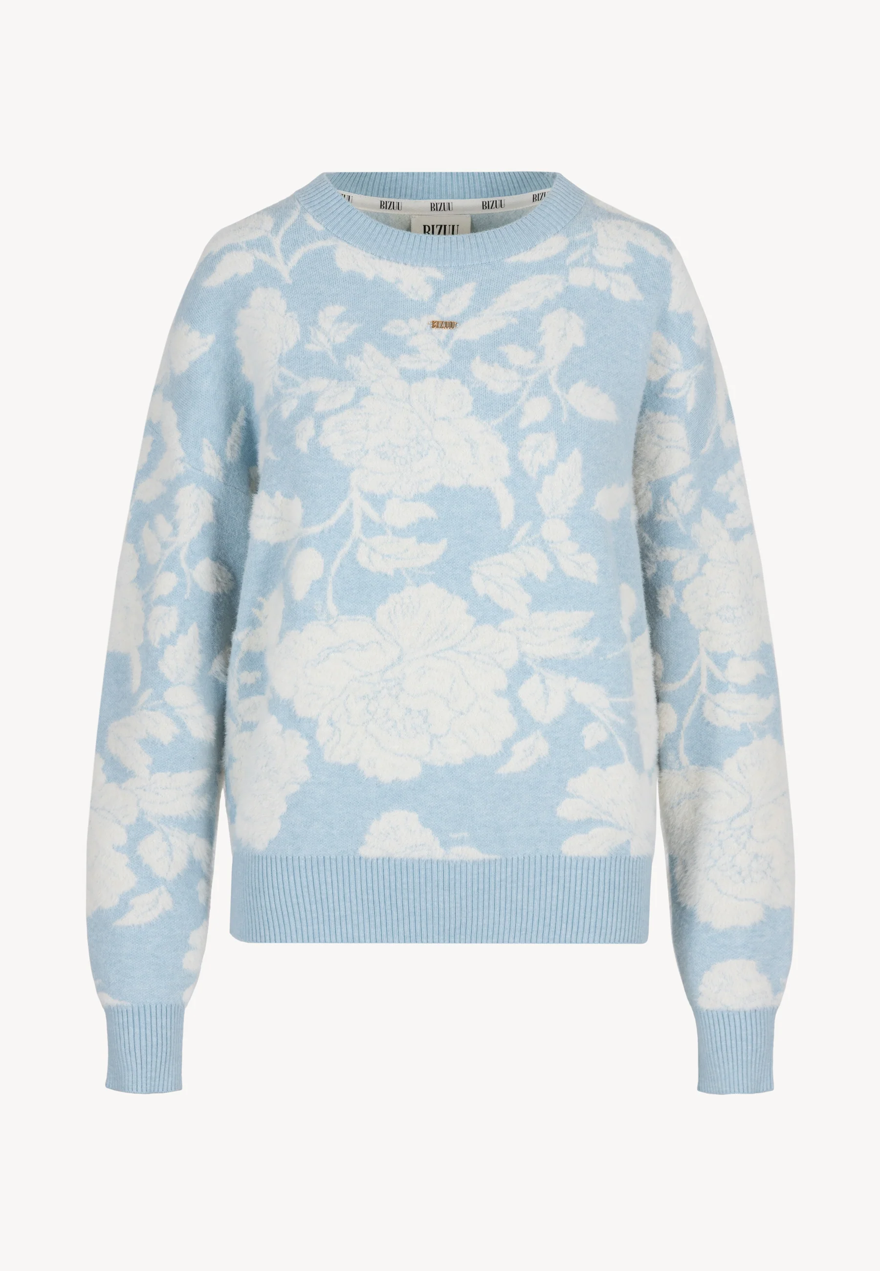 Błękitny sweter w kwiatowy wzór CANELLO - Image 3