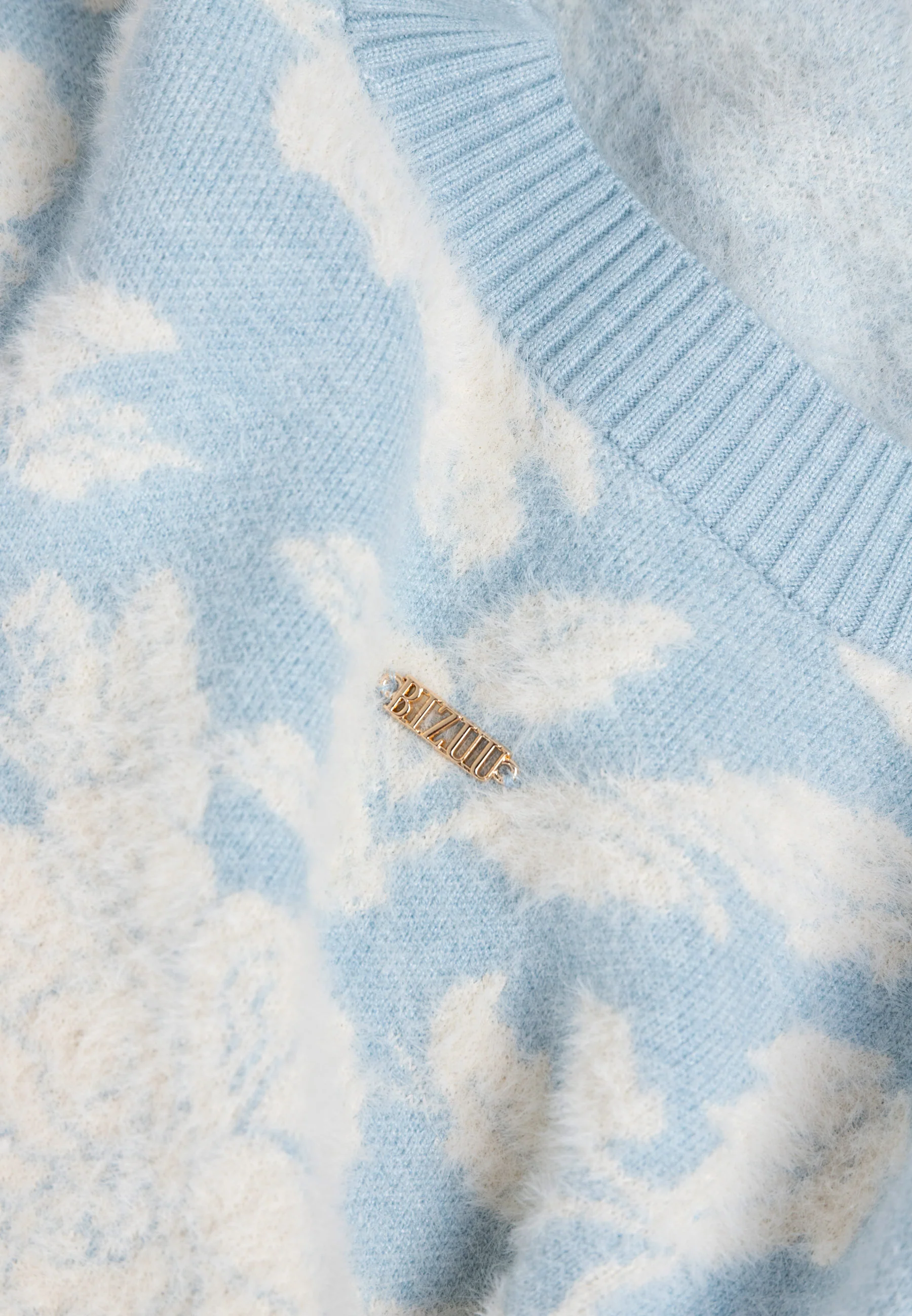 Błękitny sweter w kwiatowy wzór CANELLO - Image 5