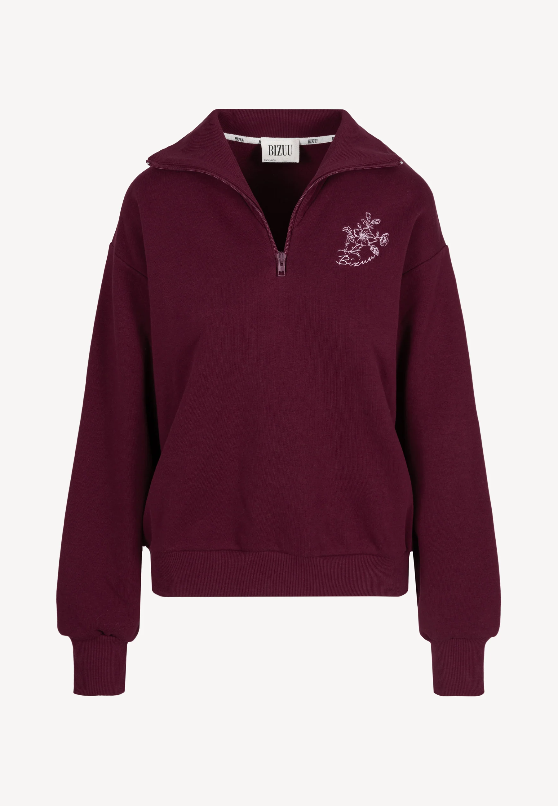 Bordowa bluza typu half-zip TANSY - Image 3
