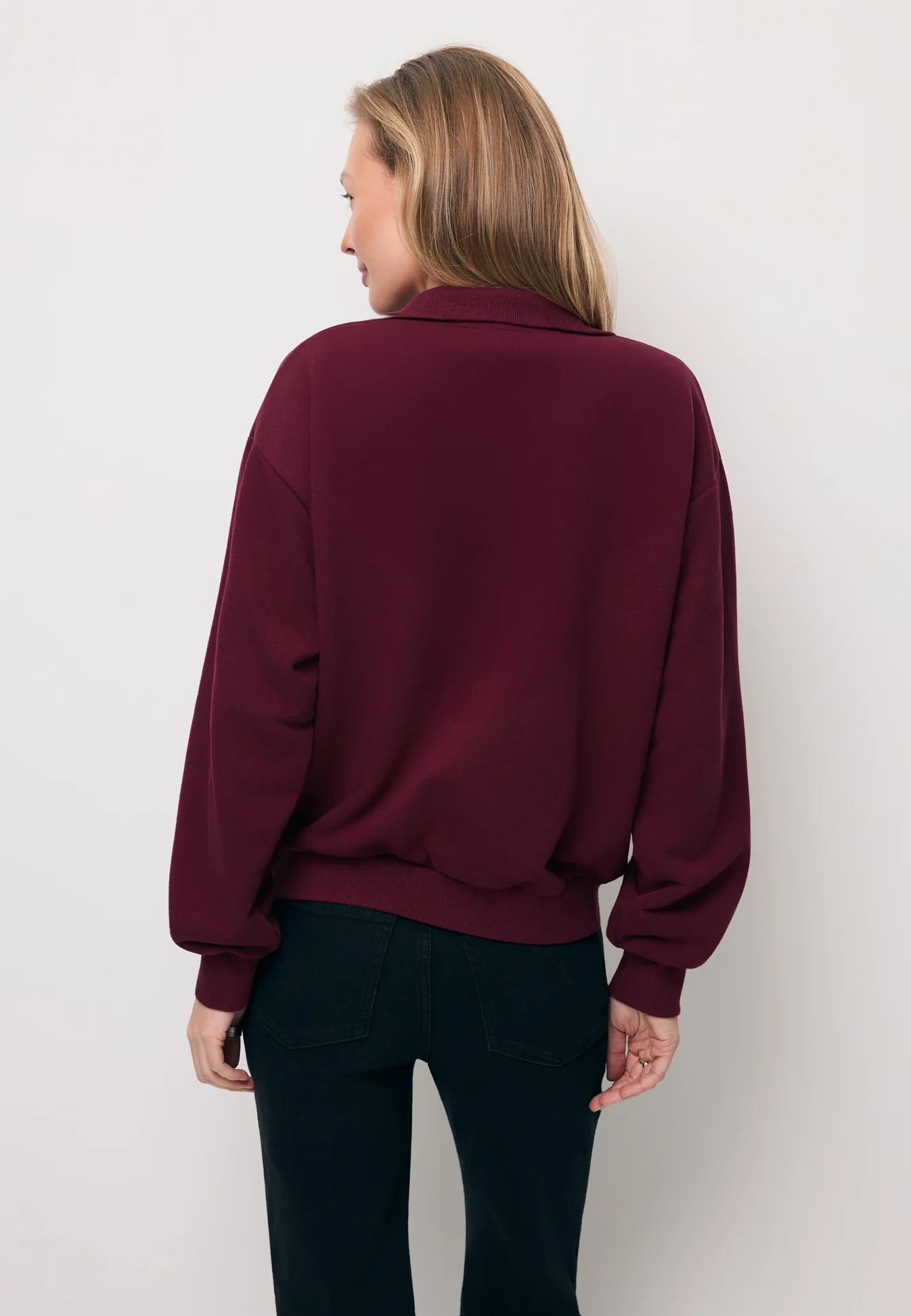 Bordowa bluza typu half-zip TANSY - Image 7