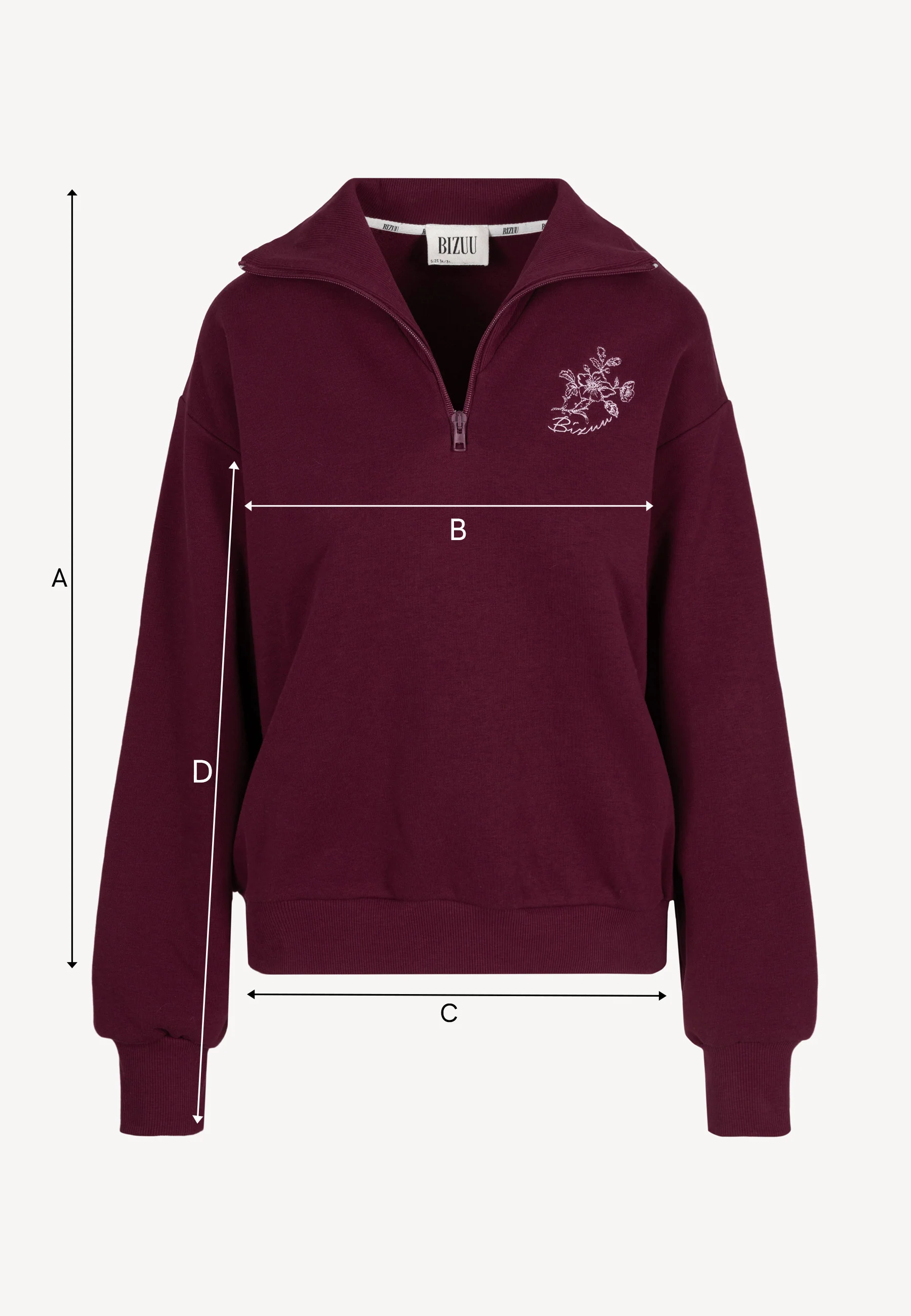 Bordowa bluza typu half-zip TANSY - Image 8