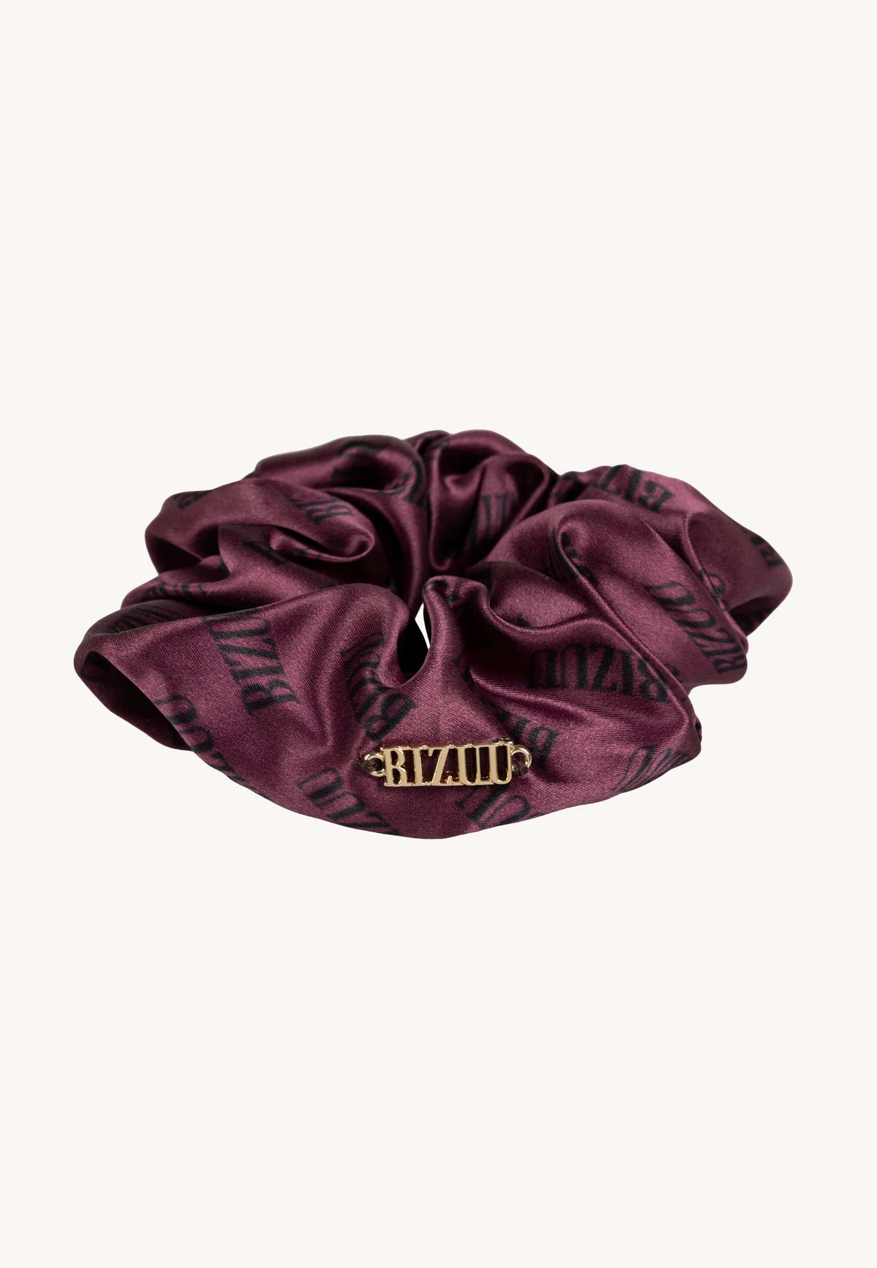 Bordowa jedwabna gumka do włosów w logo SILKY - Image 3