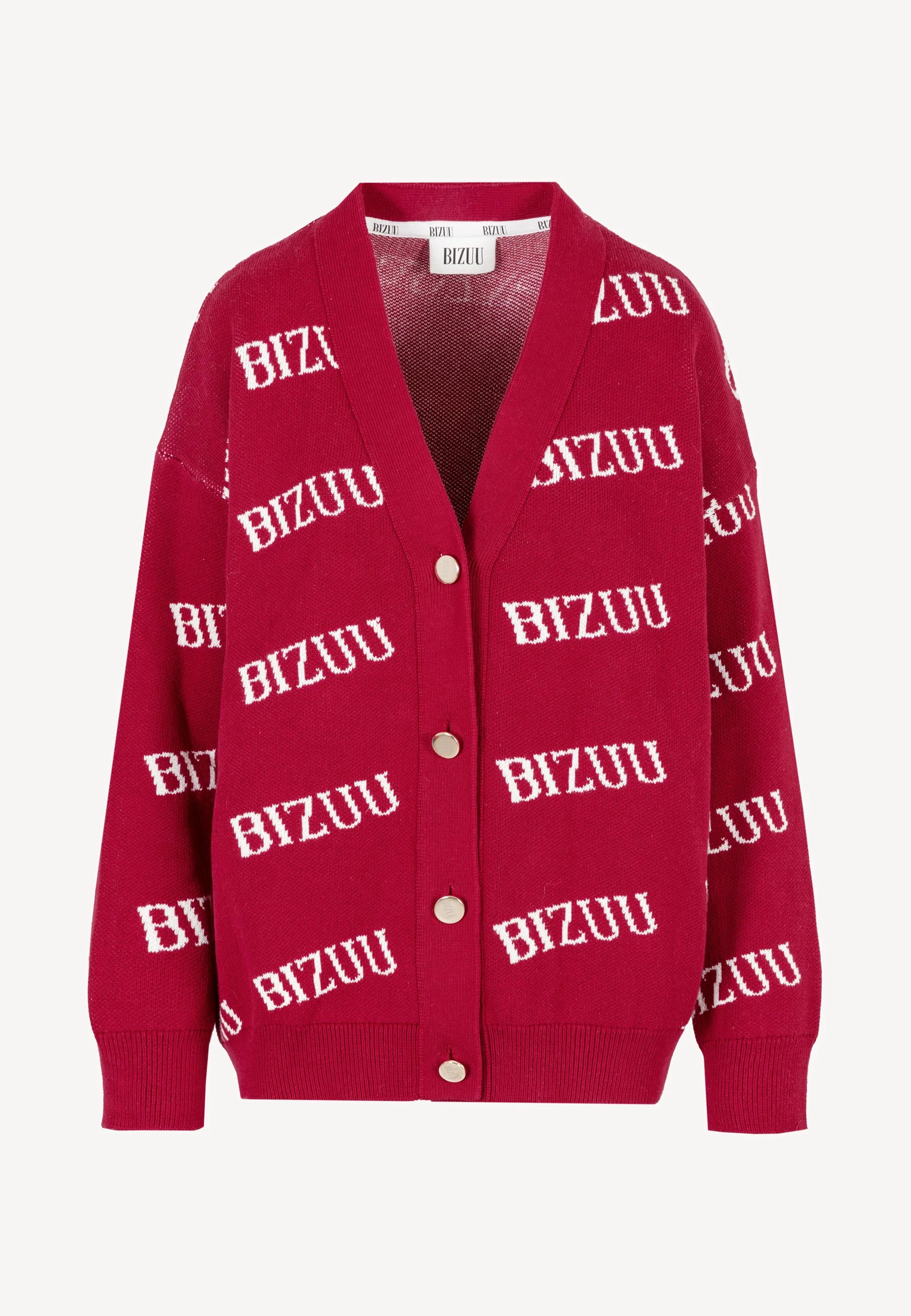 Bordowy kardigan oversize zapinany na guziki KYLE - Image 3