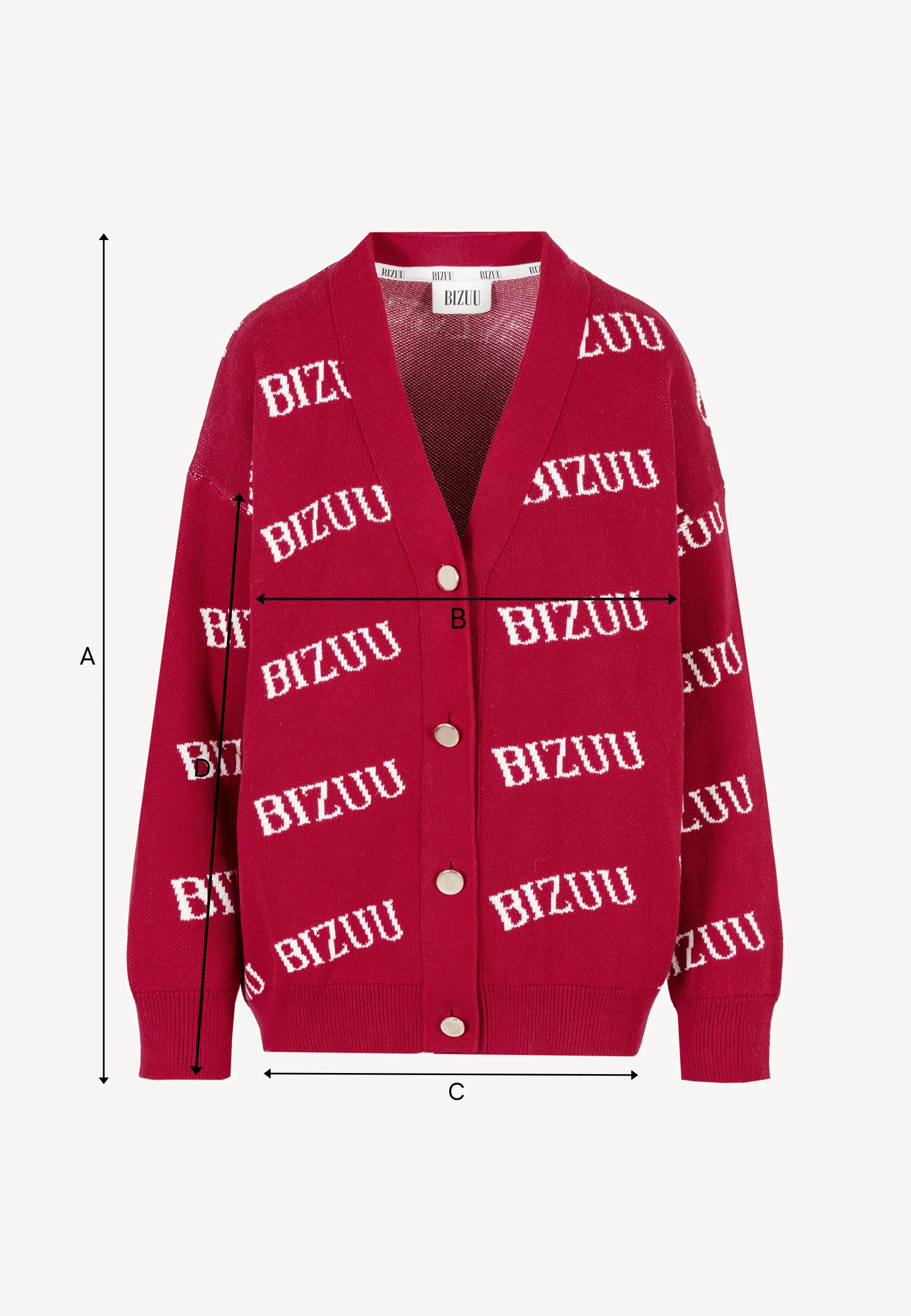 Bordowy kardigan oversize zapinany na guziki KYLE - Image 7