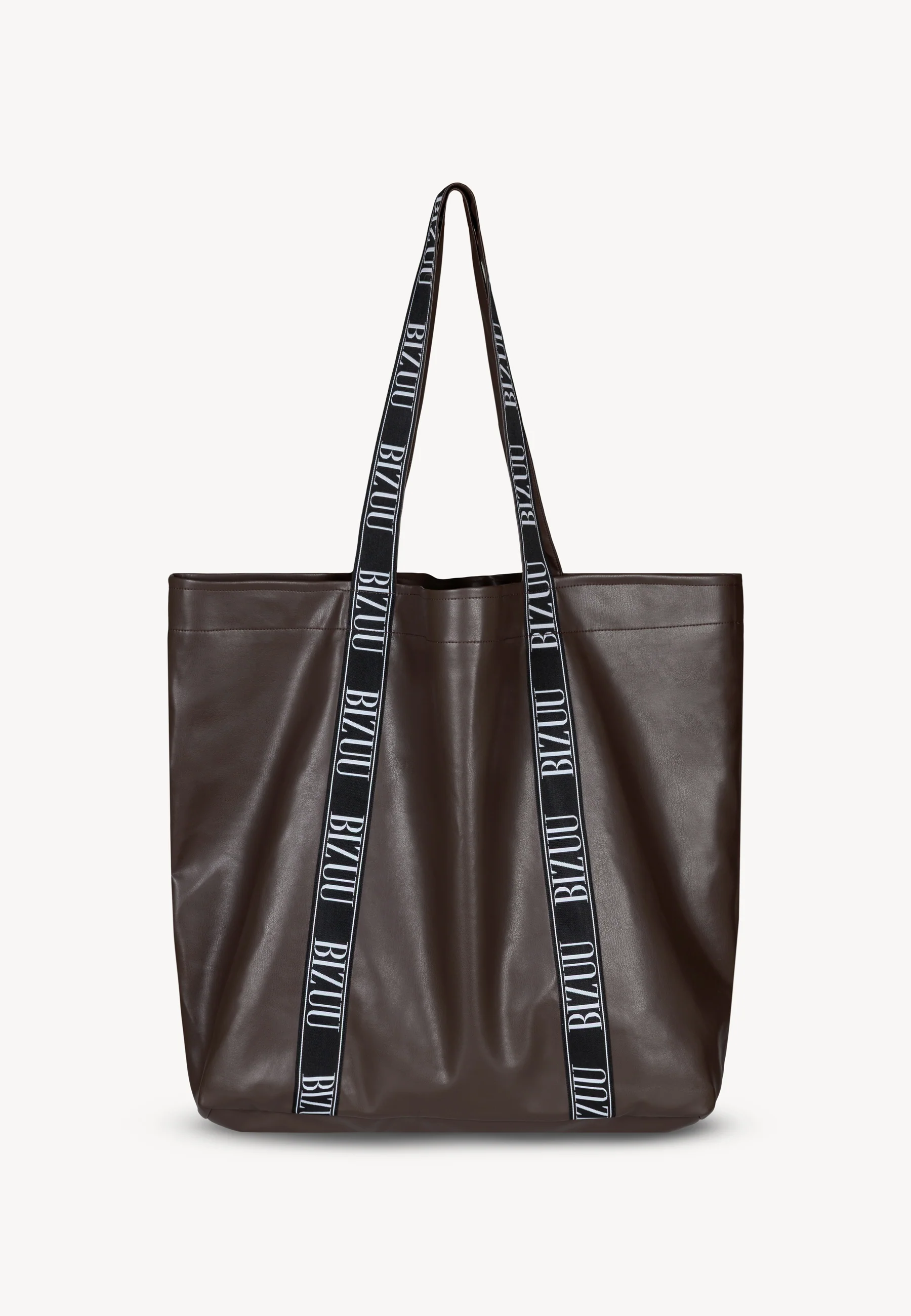 Brązowa torba shopper z logowanym lampasem LETHA - Image 5