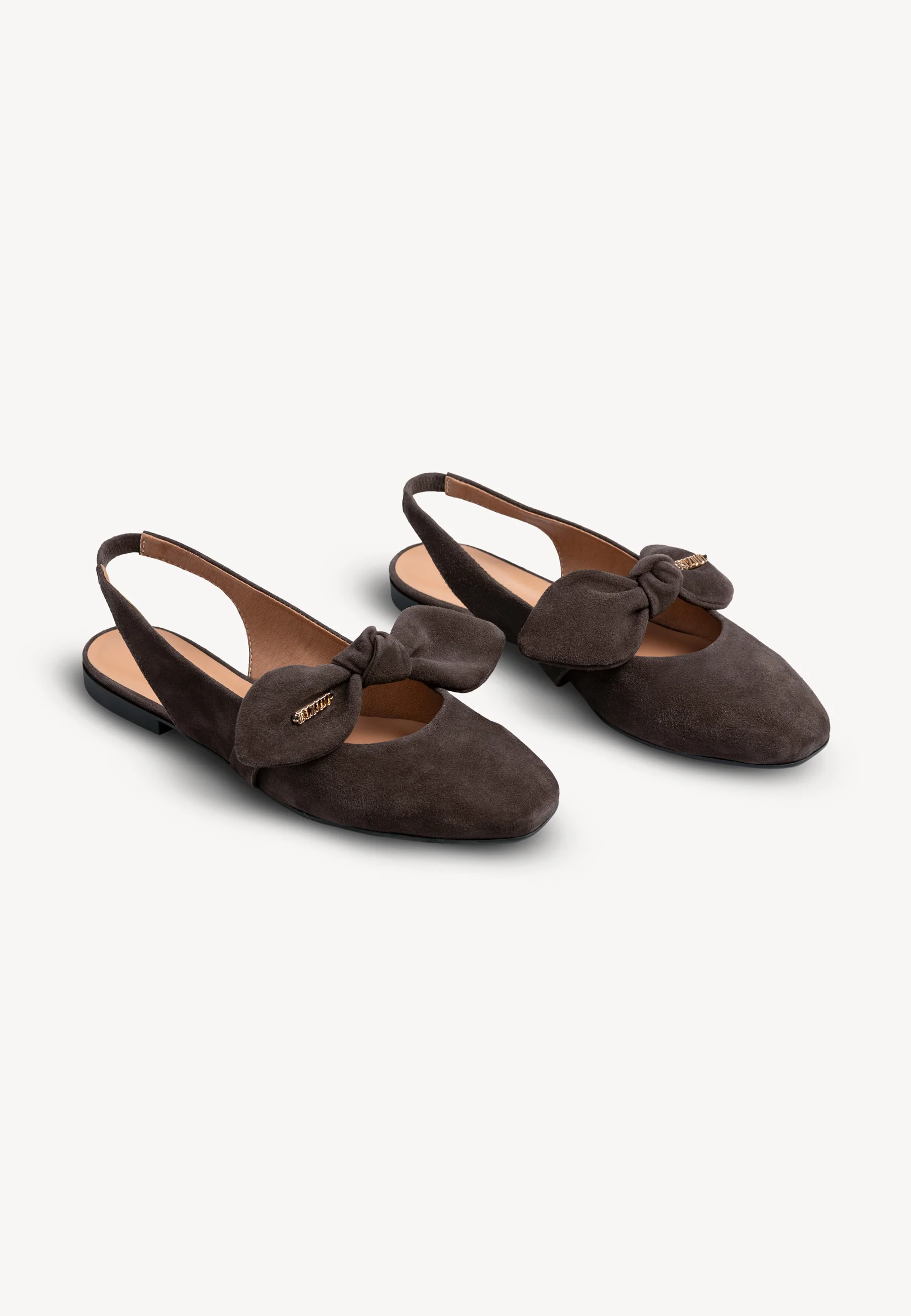 Brązowe baleriny slingback z zamszu LAZO - Image 9