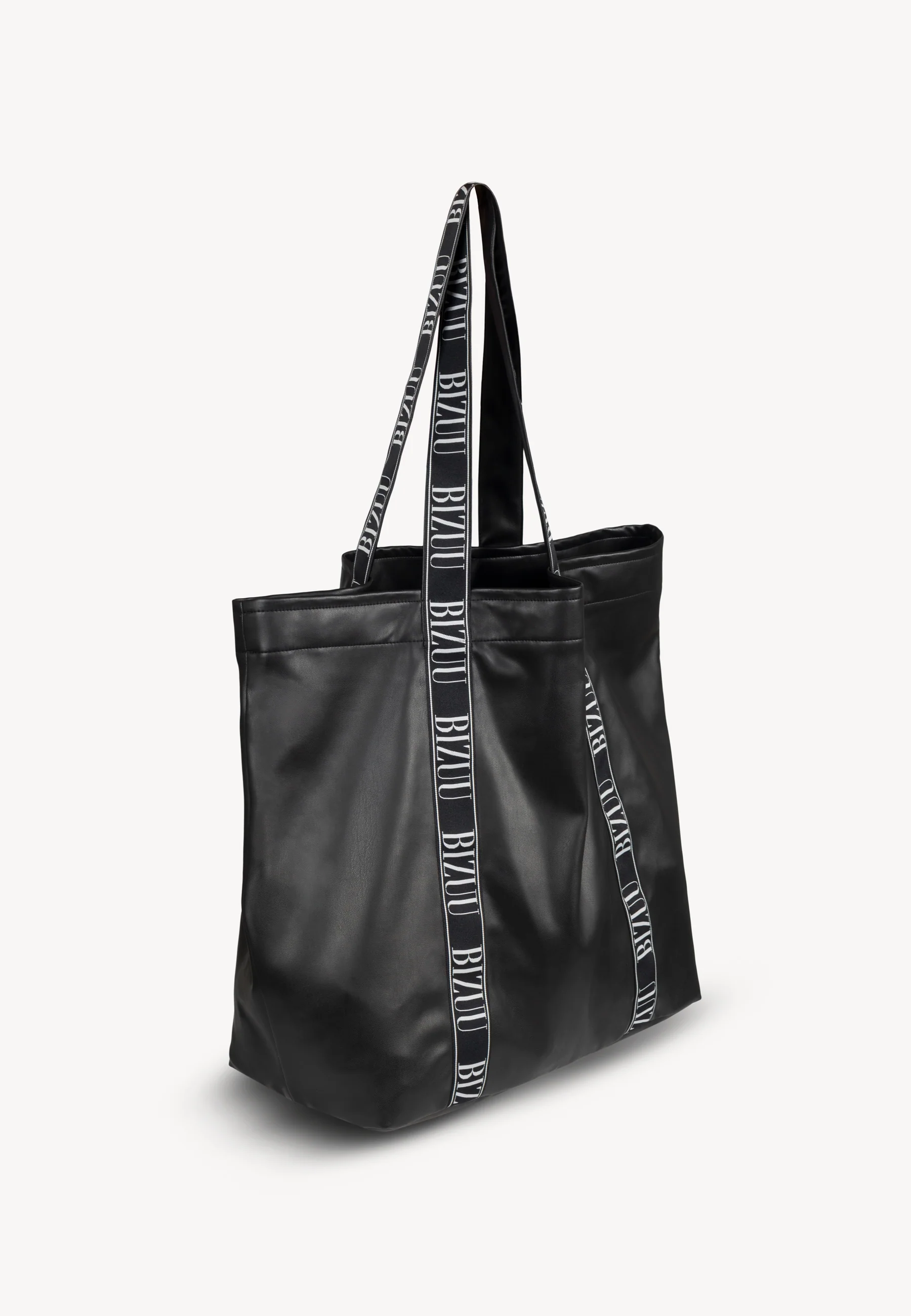 Czarna torba shopper z lampasem logowanym LETHA - Image 4