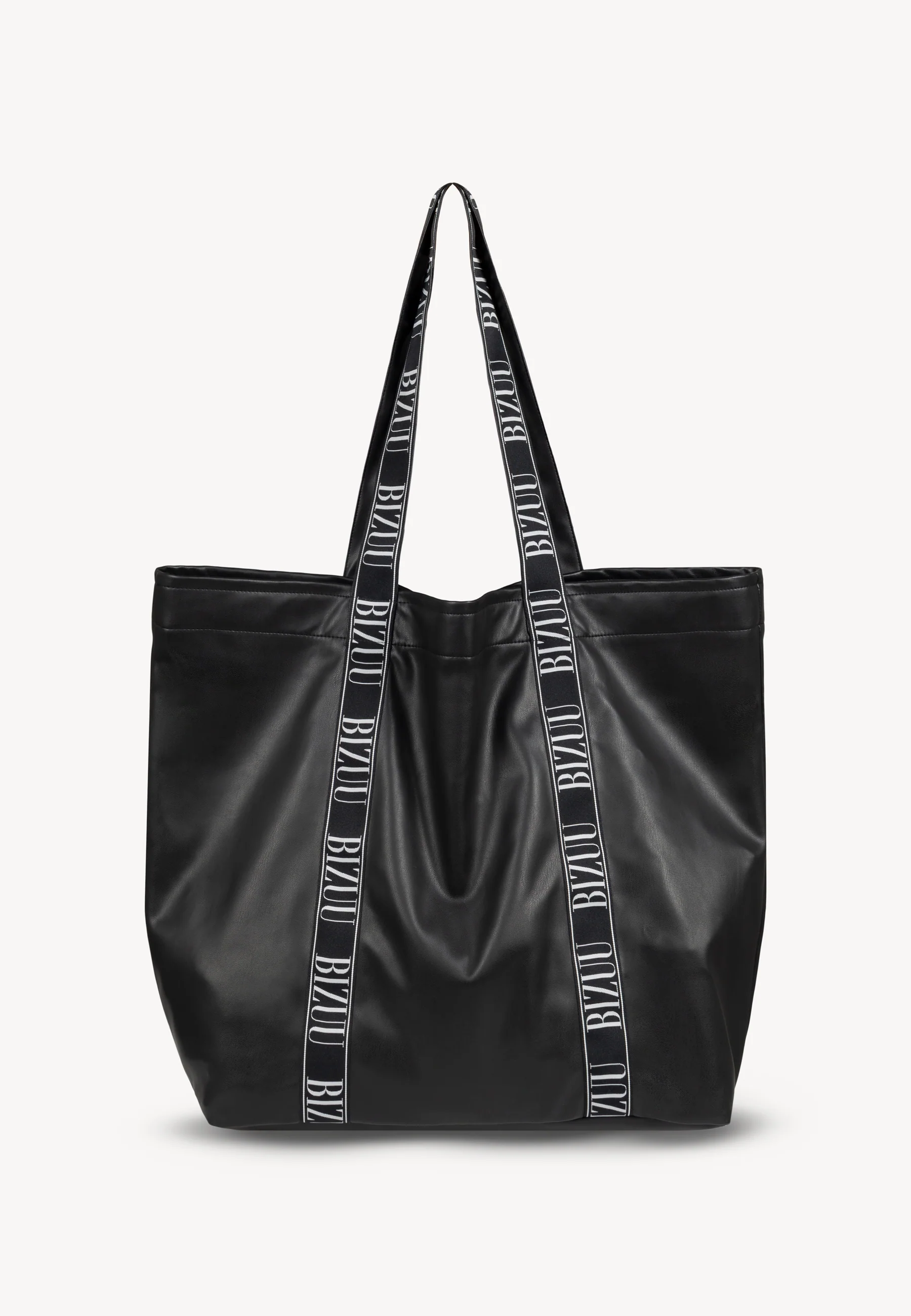 Czarna torba shopper z lampasem logowanym LETHA - Image 5