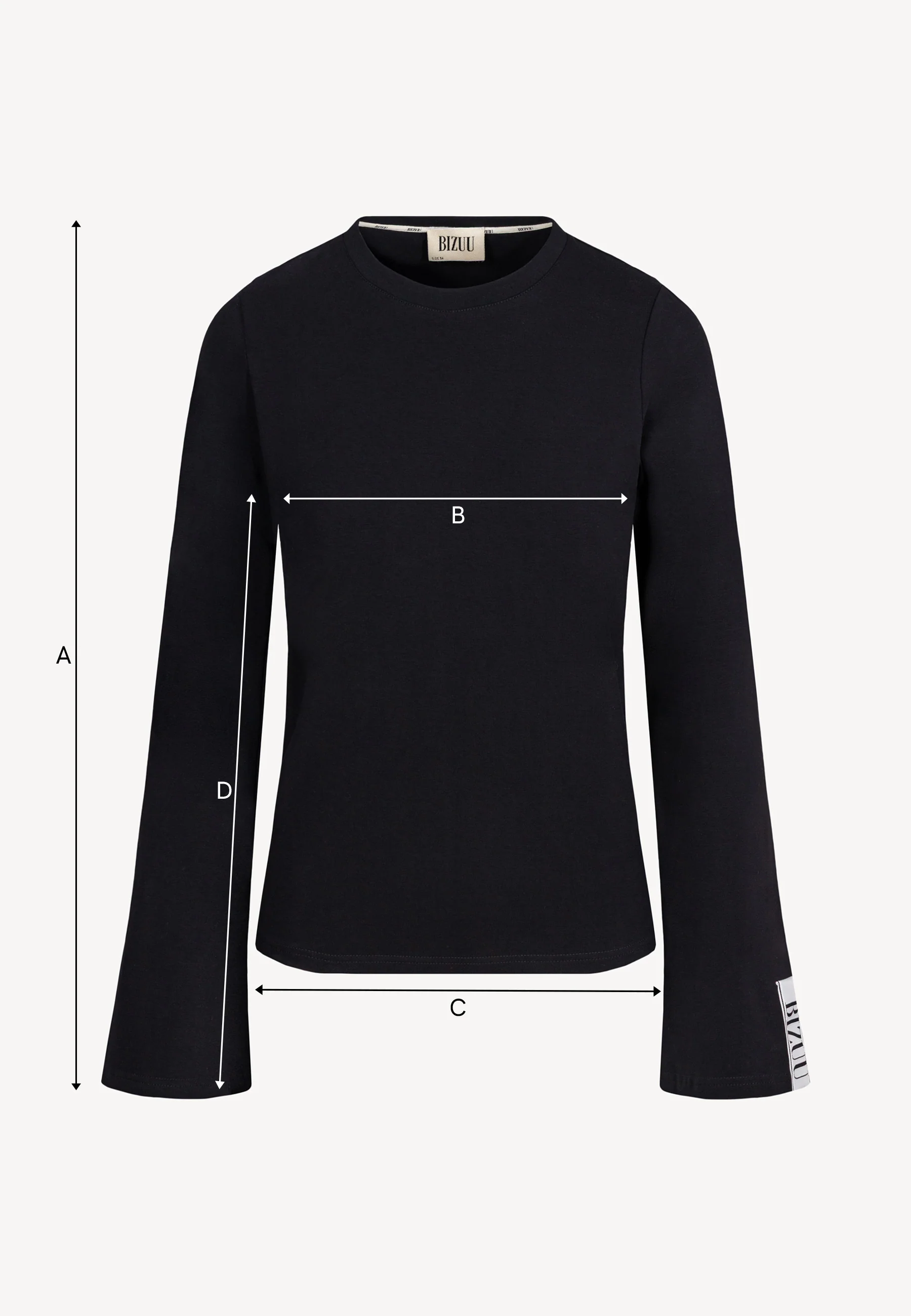 Czarny longsleeve z rozszerzonym rękawem BELUNNA - Image 7