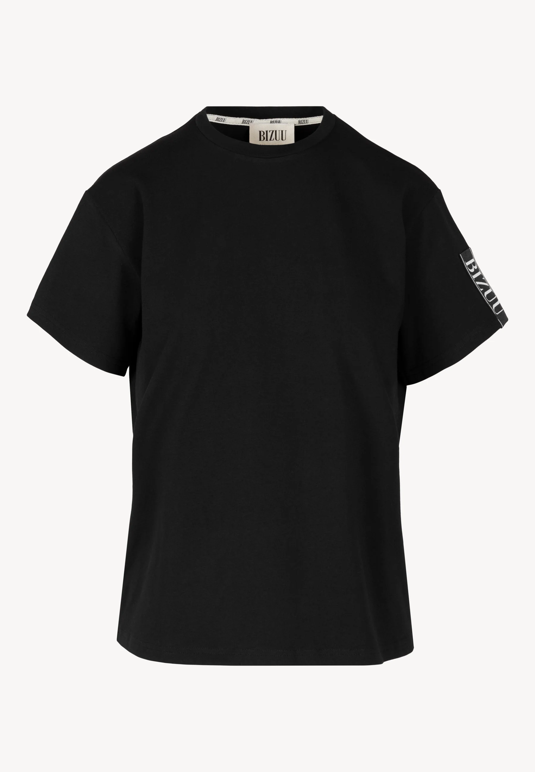 Czarny t-shirt z logo na rękawie TISHAM - Image 3