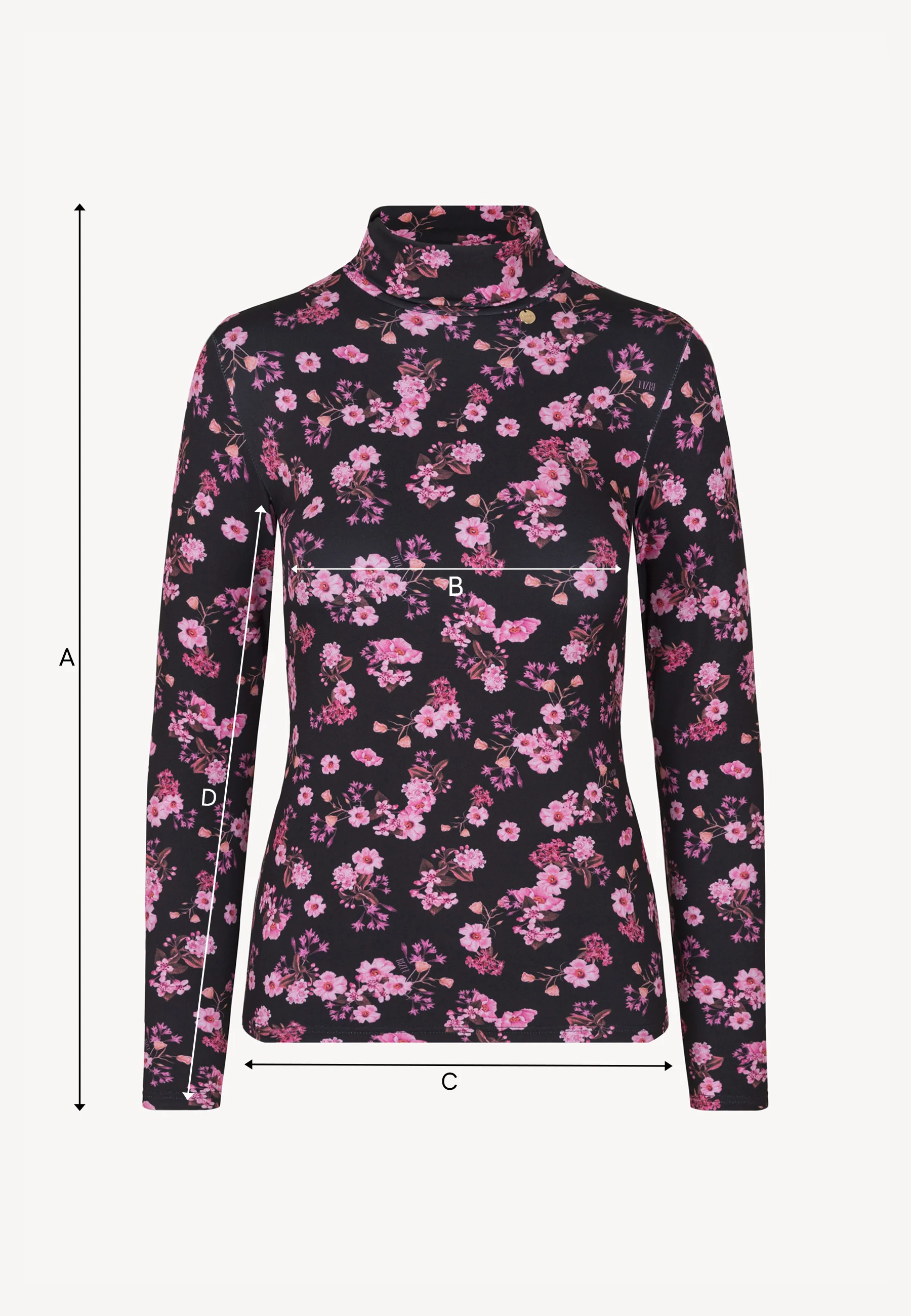 Dopasowany golf w autorki print OWAKA czarny - Image 6