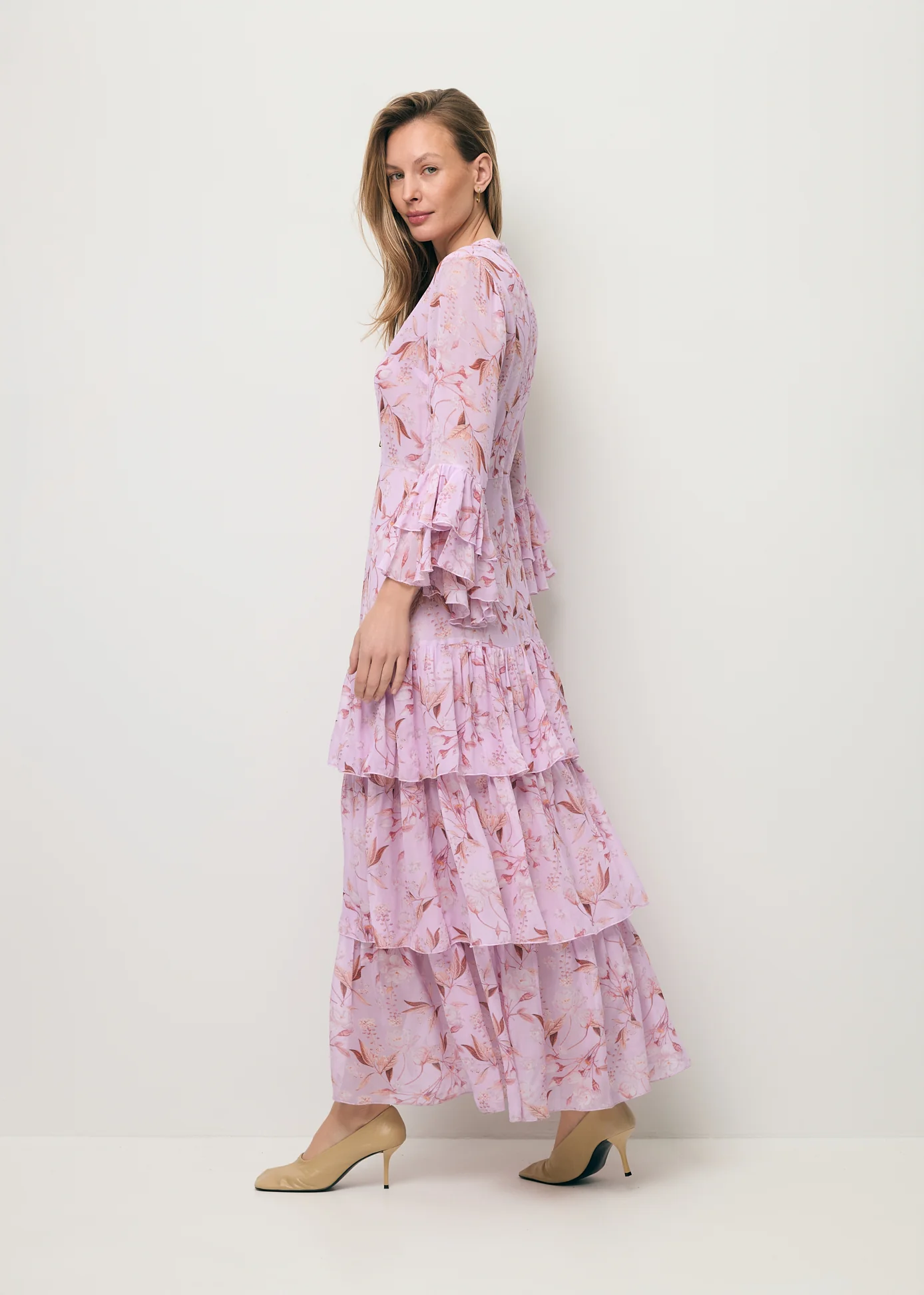 Fioletowa sukienka maxi w autorski print MASSI - Image 6
