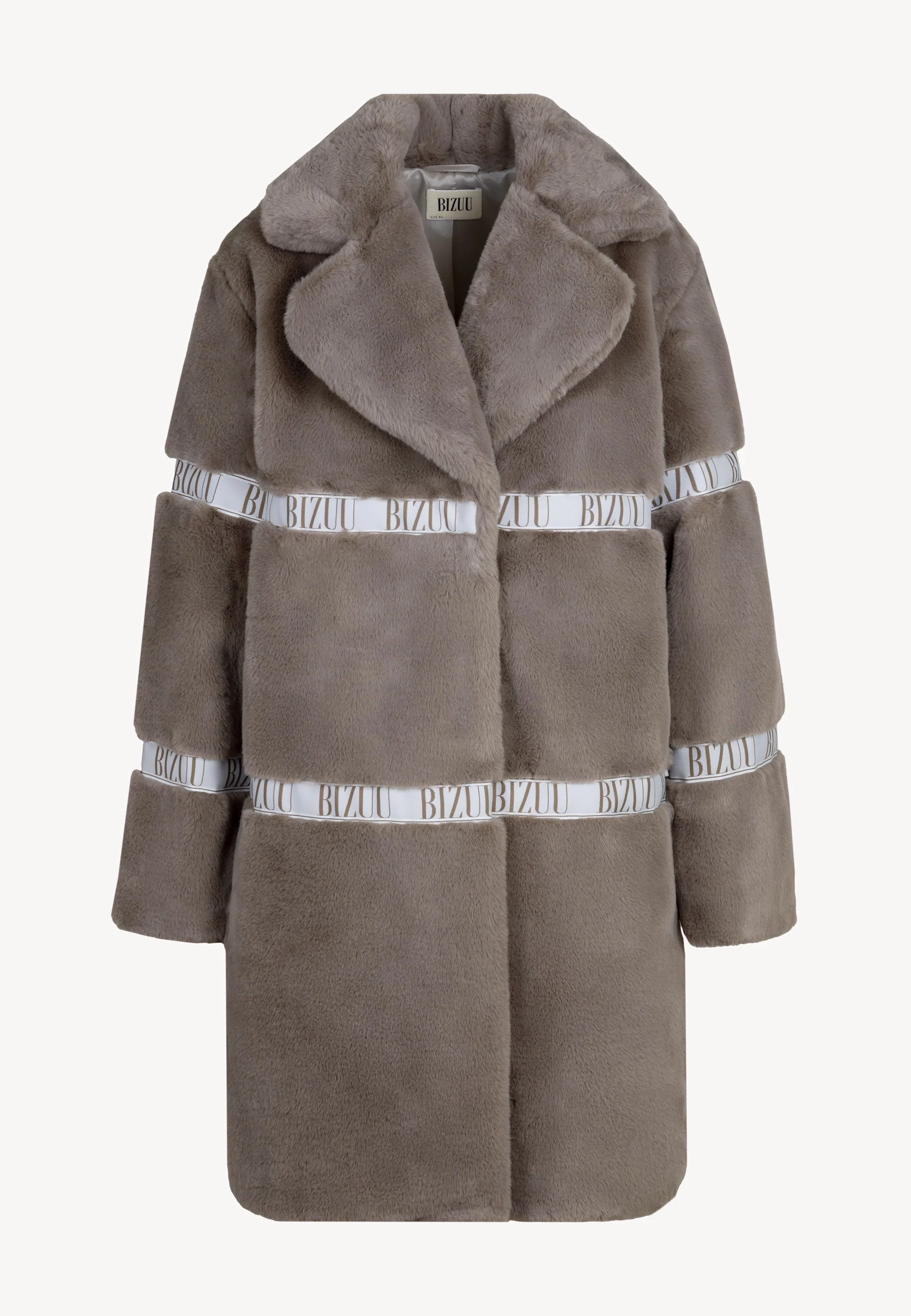 Futro damskie z logowanymi lampasami FLORENCE taupe - Image 3
