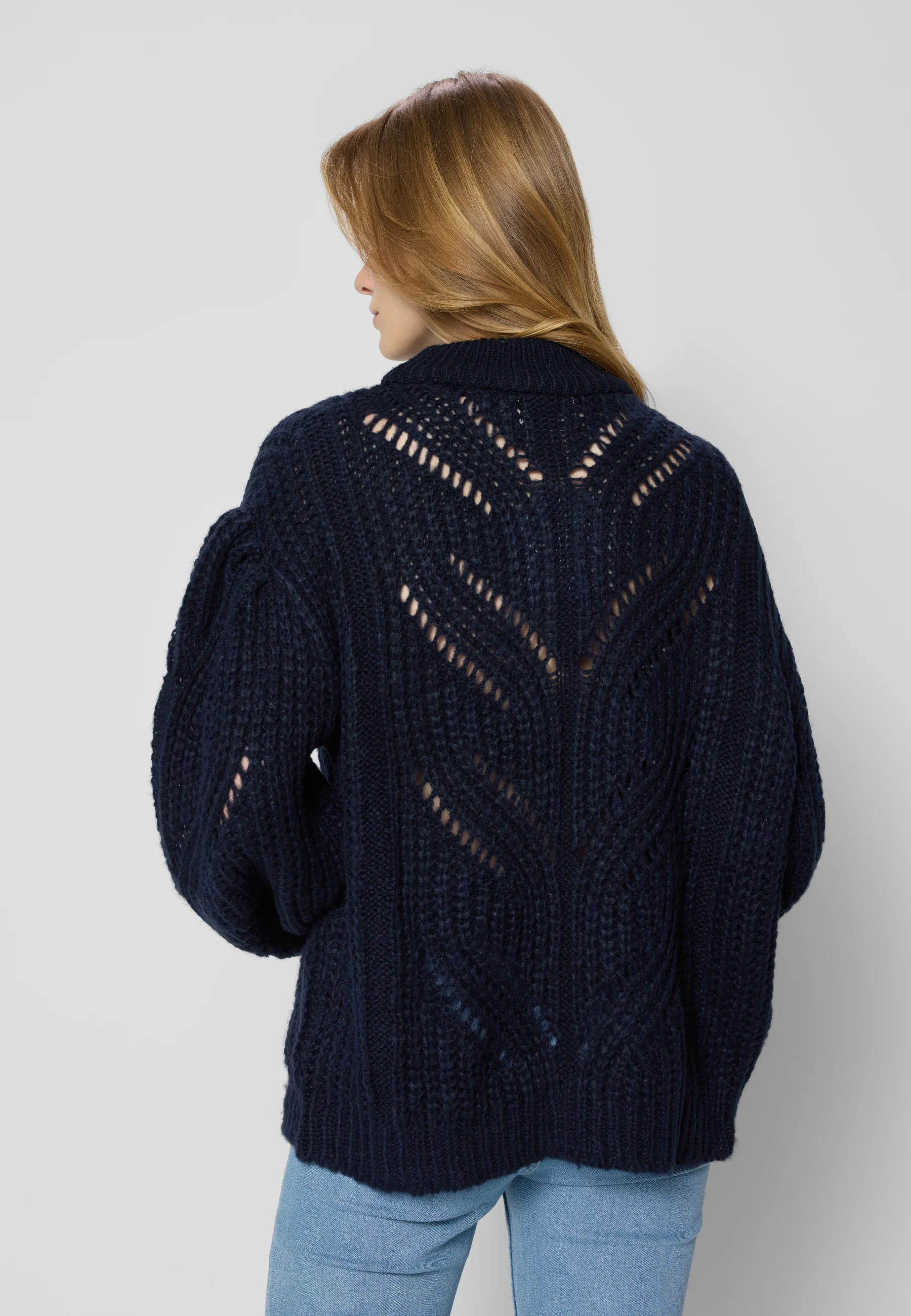 Granatowy sweter ażurowy oversize ROSSO - Image 6