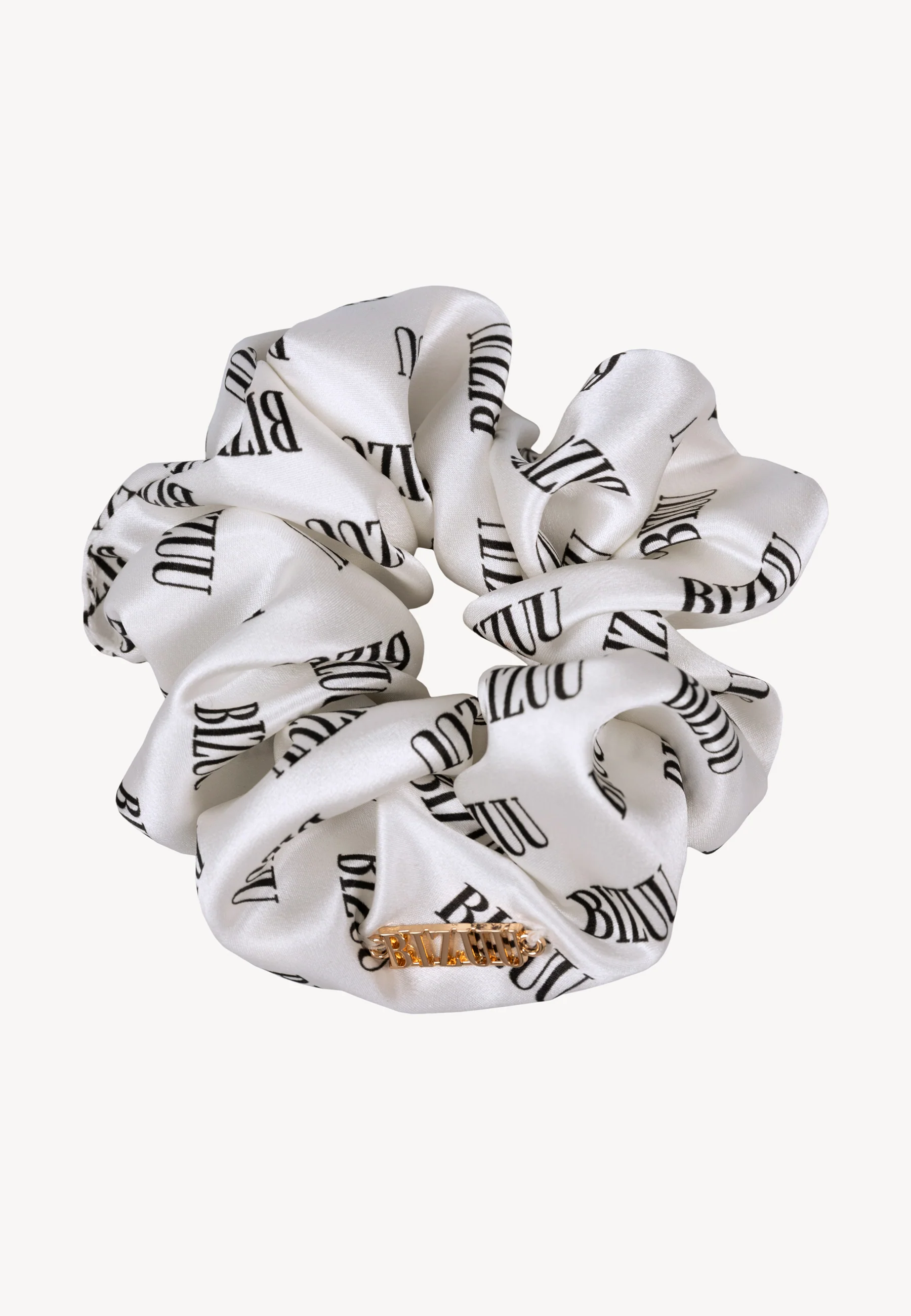 Jedwabna gumka do włosów w logo SILKY biały - Image 3