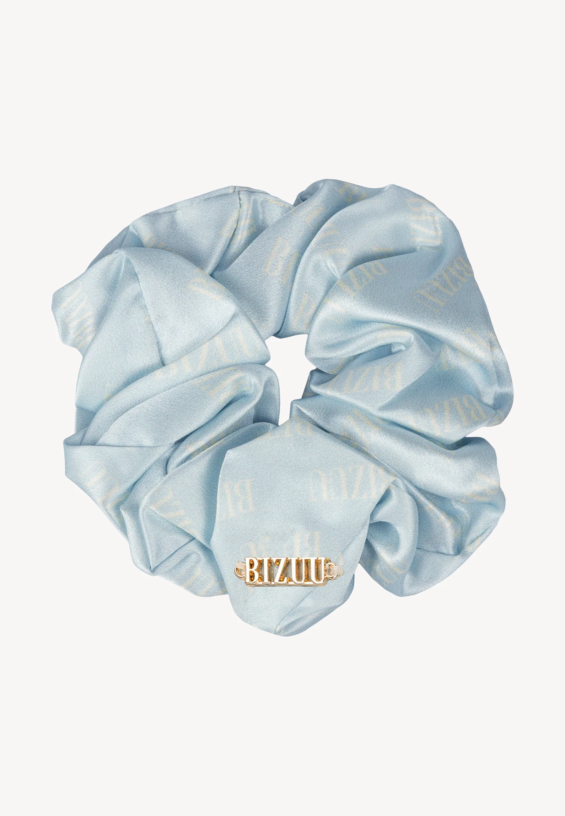 Jedwabna gumka do włosów w logo SILKY niebieska - Image 3