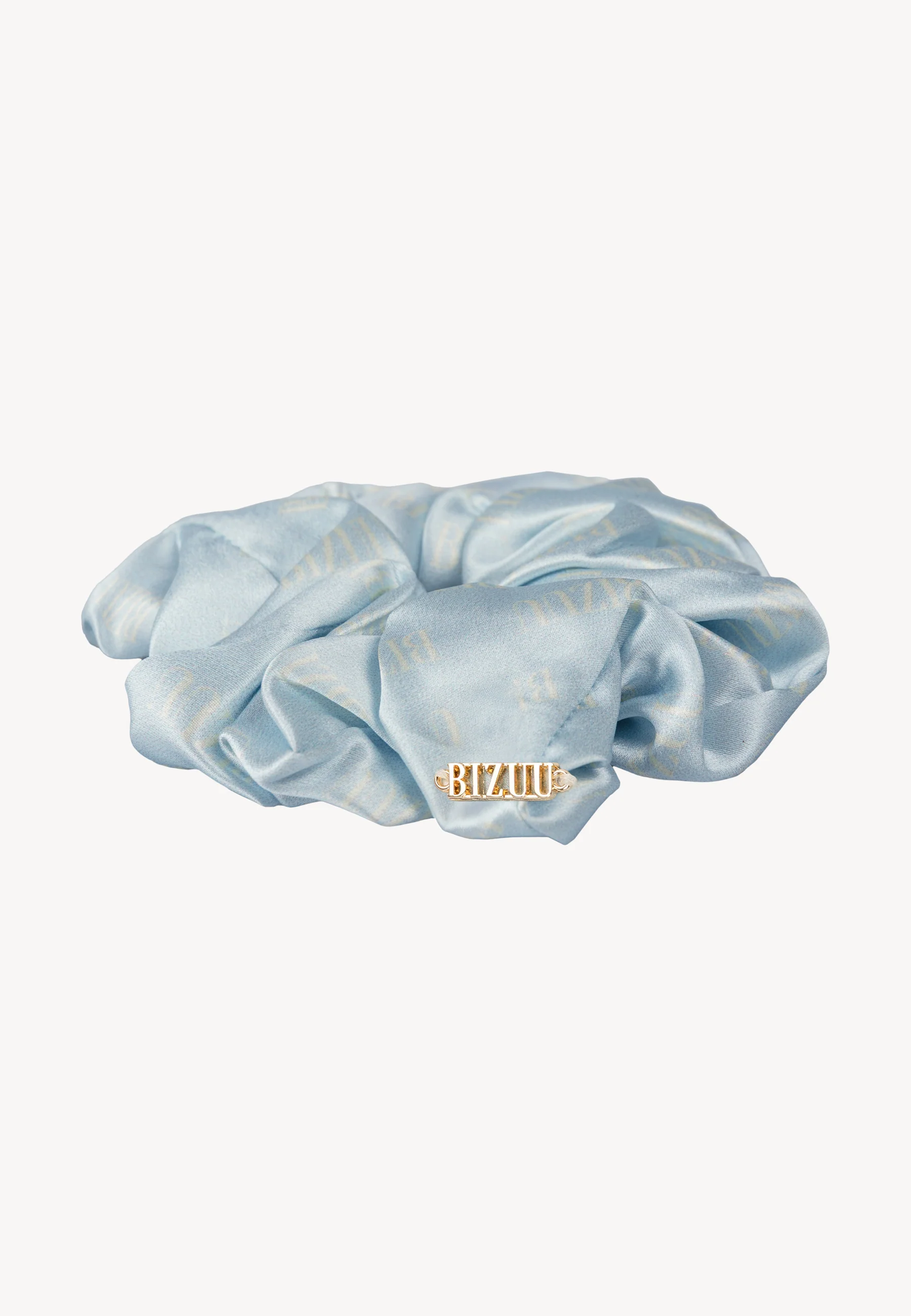 Jedwabna gumka do włosów w logo SILKY niebieska - Image 4