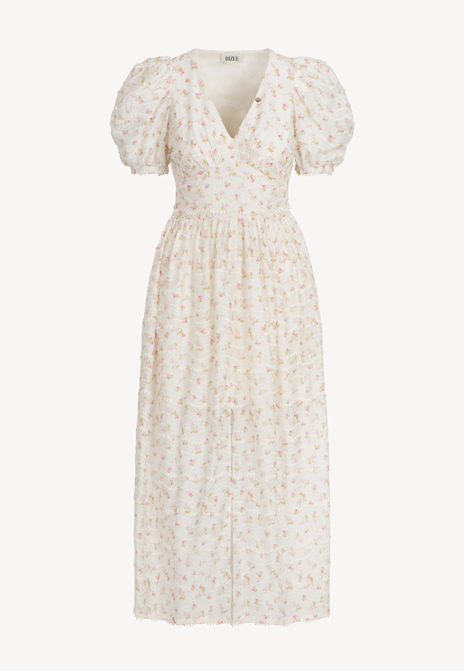 Kremowa sukienka maxi w autorski print FIFFI - Image 3