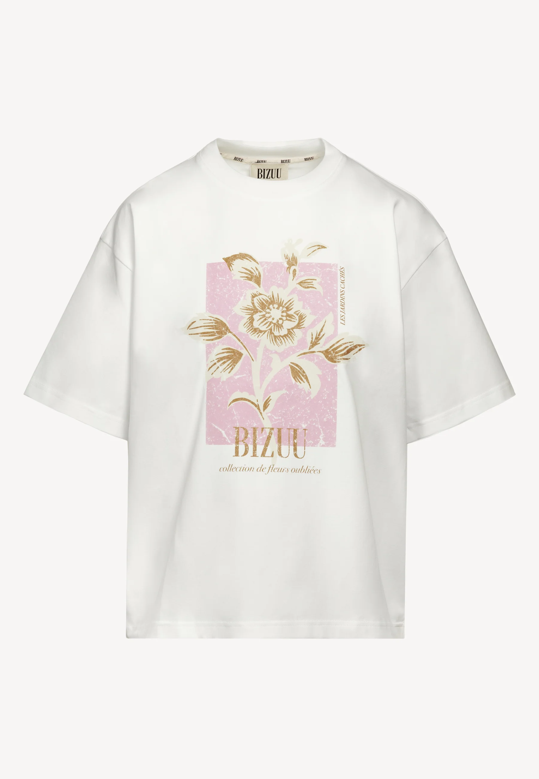 Kremowy T-shirt oversize z grafiką VIORA - Image 3