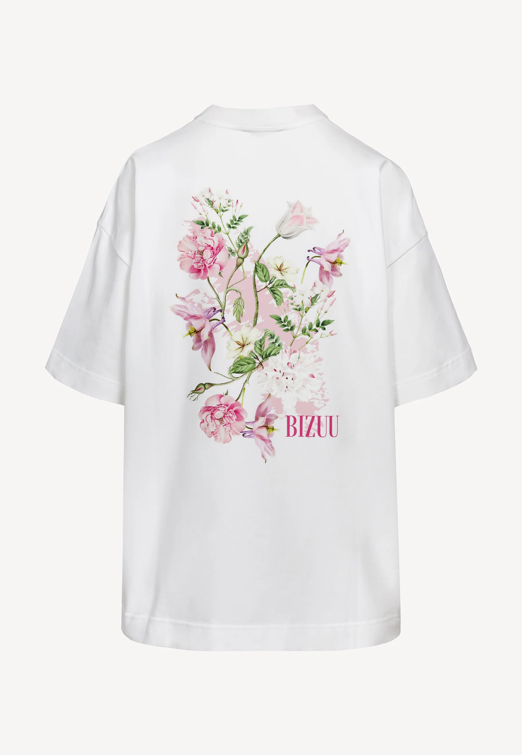 Kremowy T-shirt oversize z nadrukiem na plecach RIONA - Image 4