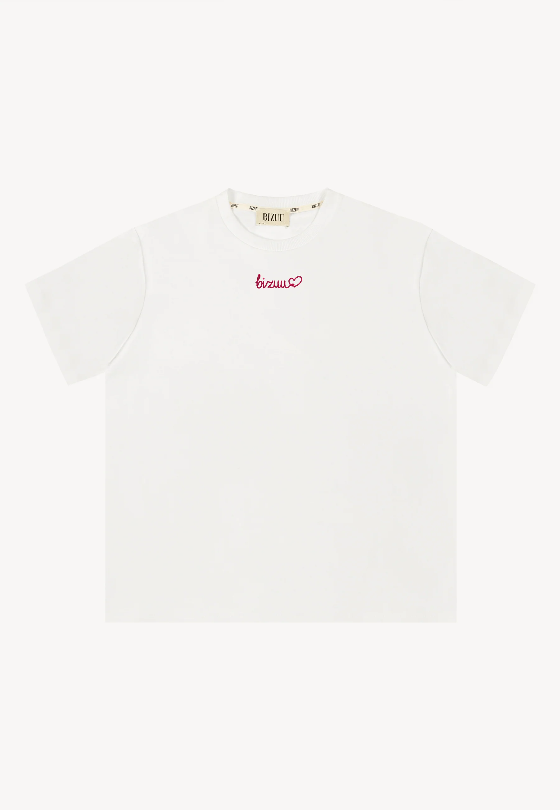 Kremowy t-shirt z haftem bizuu SEYA - Image 3