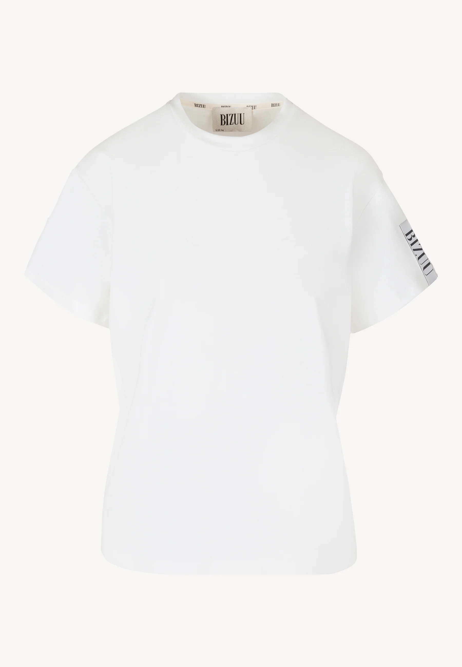 Kremowy t-shirt z logo na rękawie TISHAM - Image 3