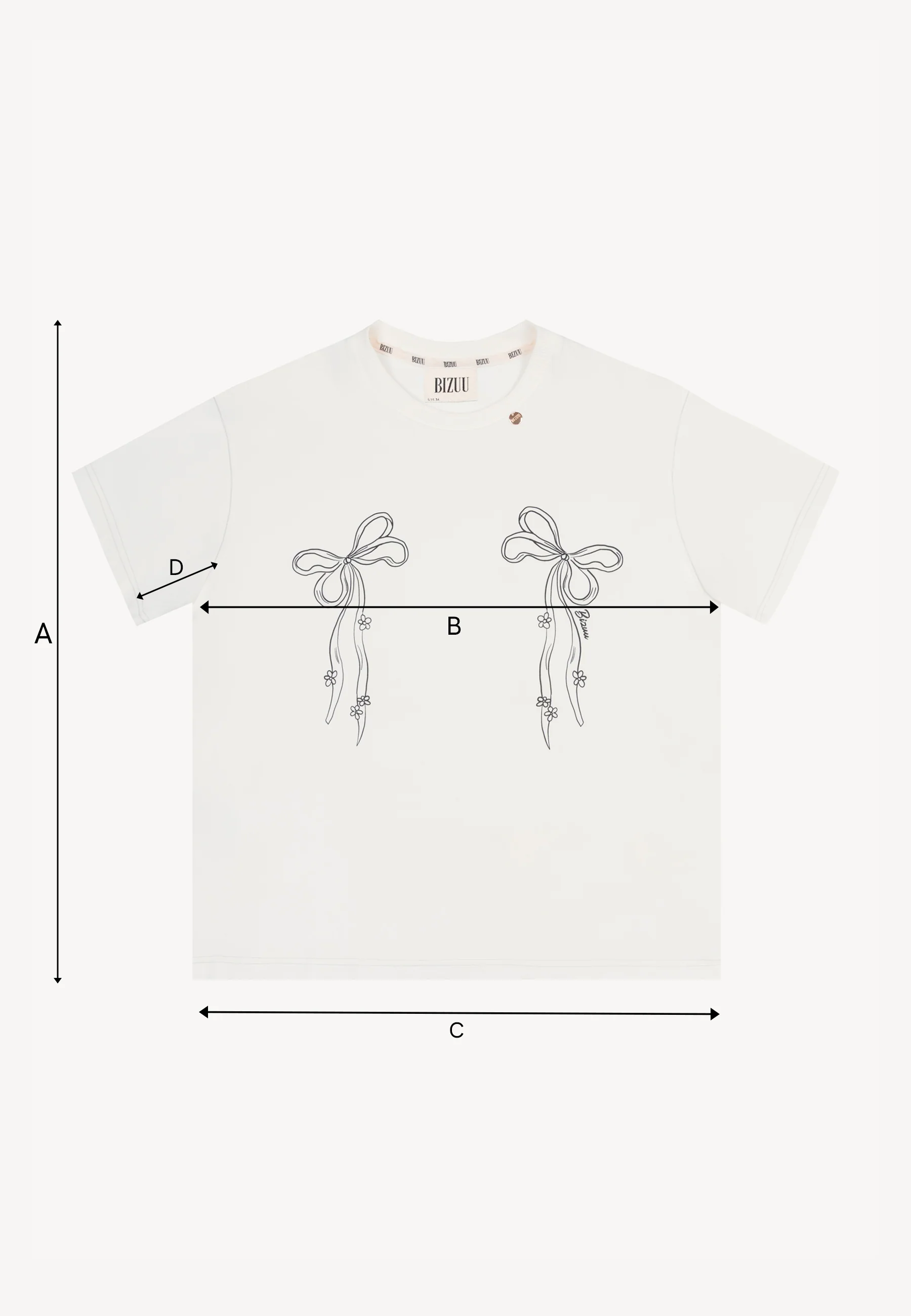 Kremowy T-shirt z nadrukiem w kształcie kokardek BOW - Image 7