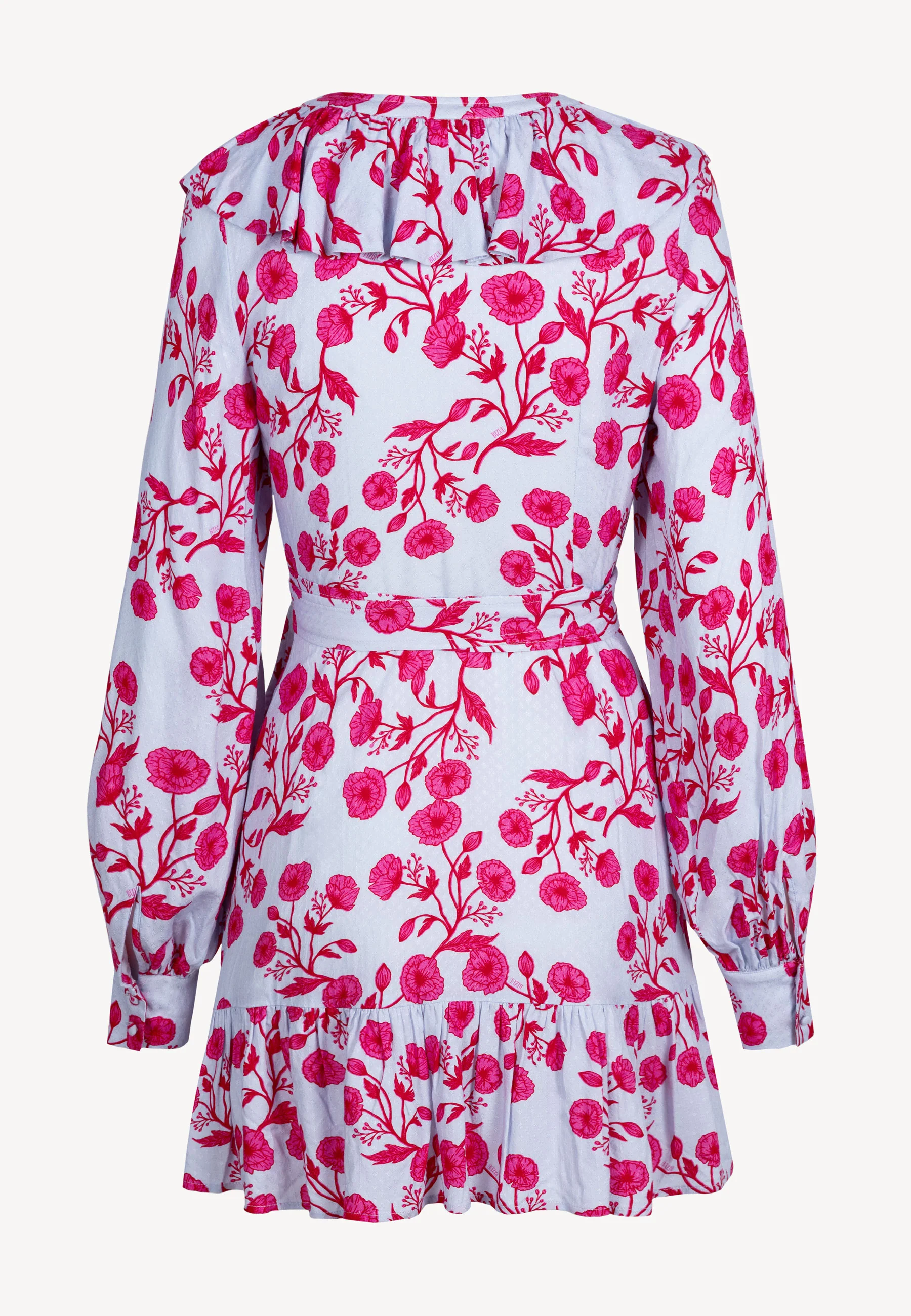 Niebieska sukienka mini w stylu kopertowym SYMA - Image 4