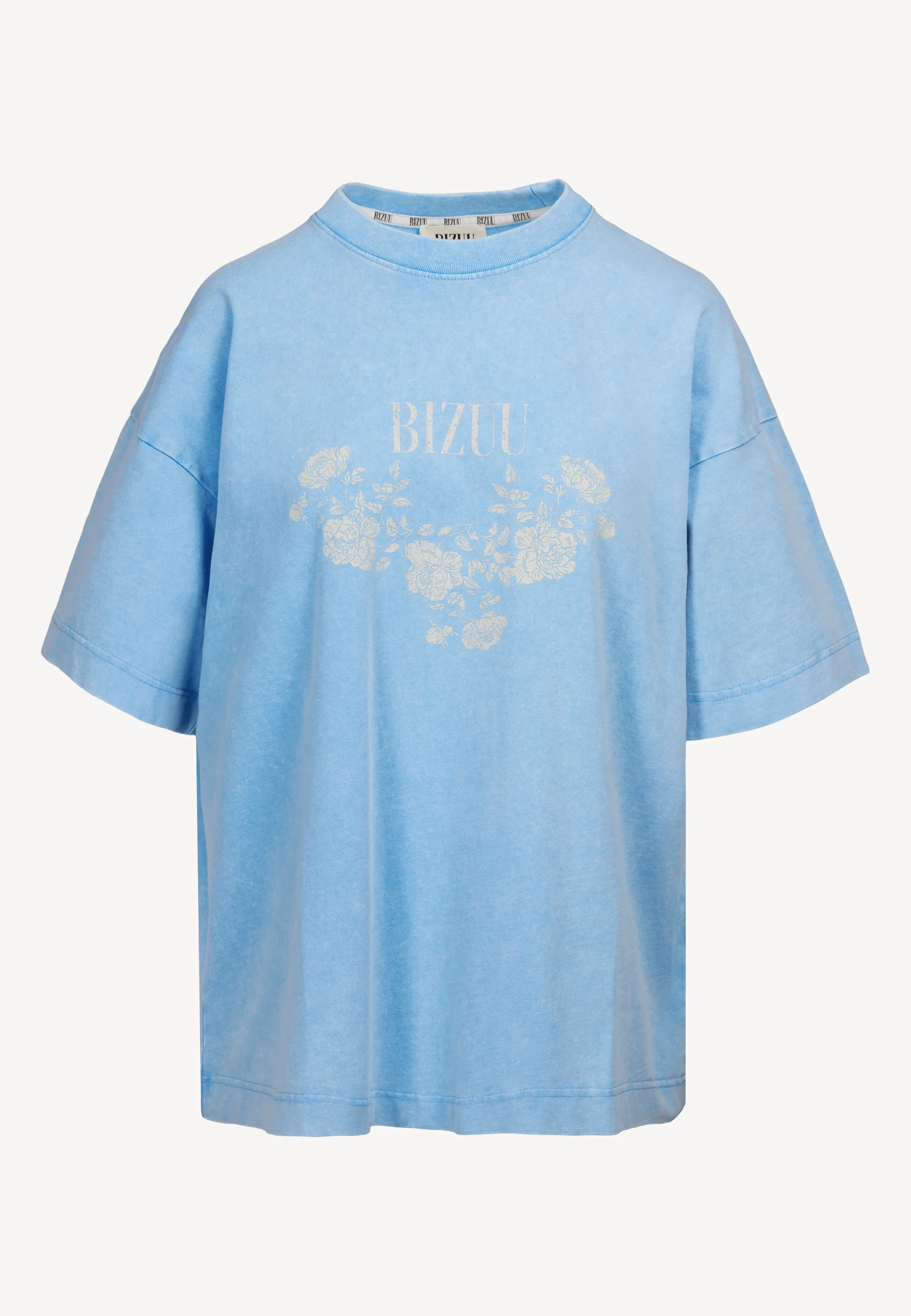 Niebieski T-shirt oversize z aplikacją PAPLYS - Image 2