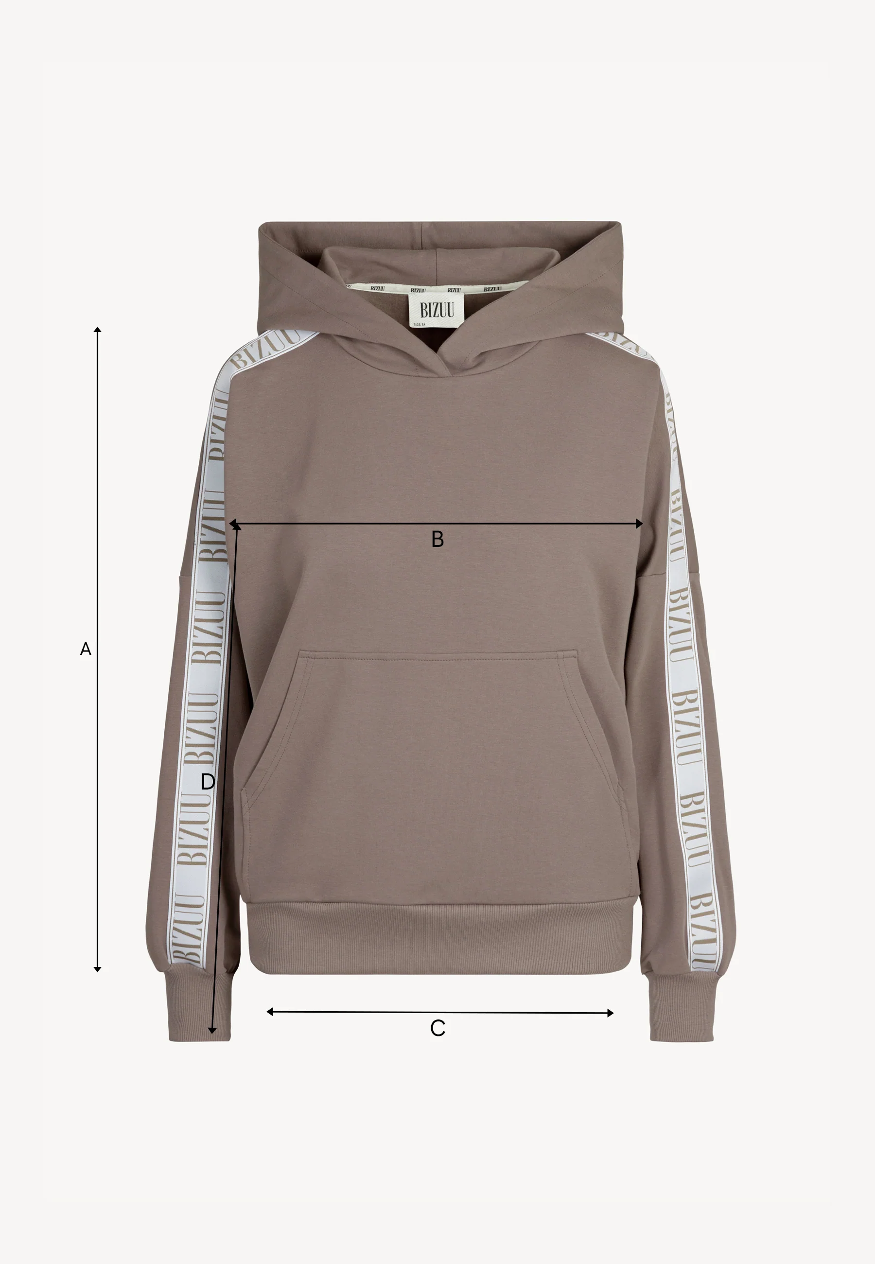 Oversizowa bluza z kapturem i logowaną taśmą MAYRA taupe - Image 7