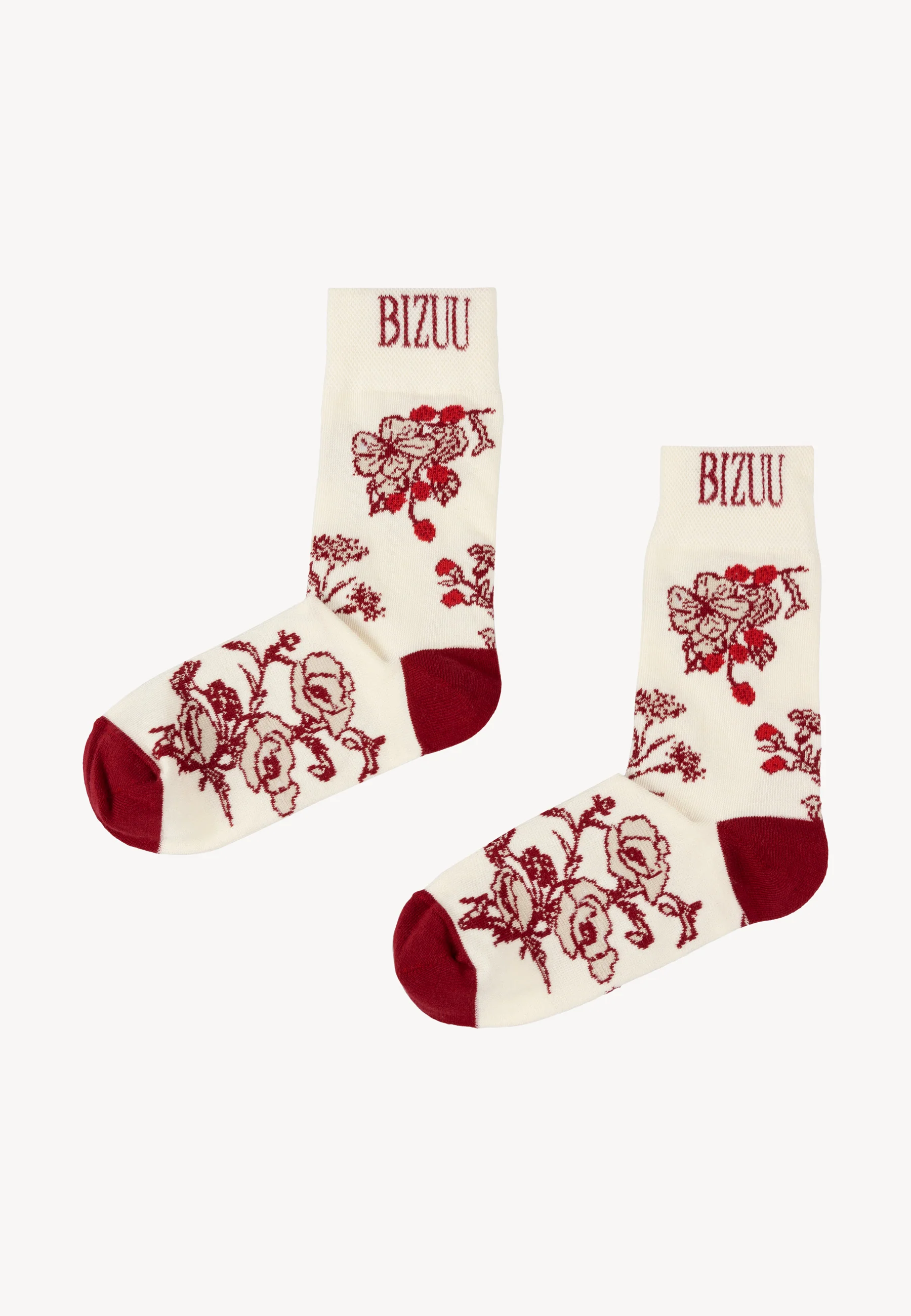 Skarpetki damskie w kwiatowy print SERAFIL białe - Image 3