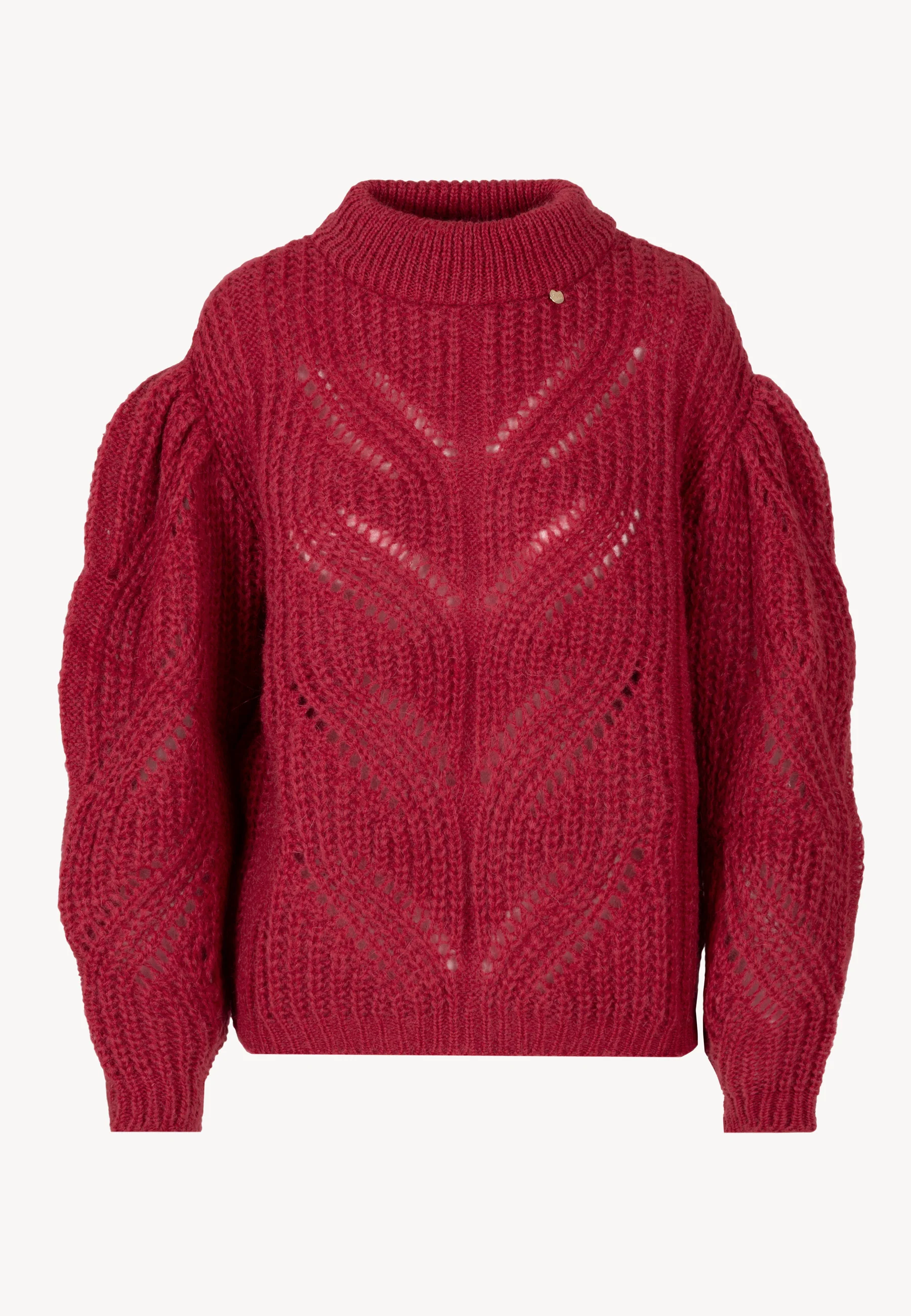 Sweter ażurowy oversize ROSSO bordowy - Image 3