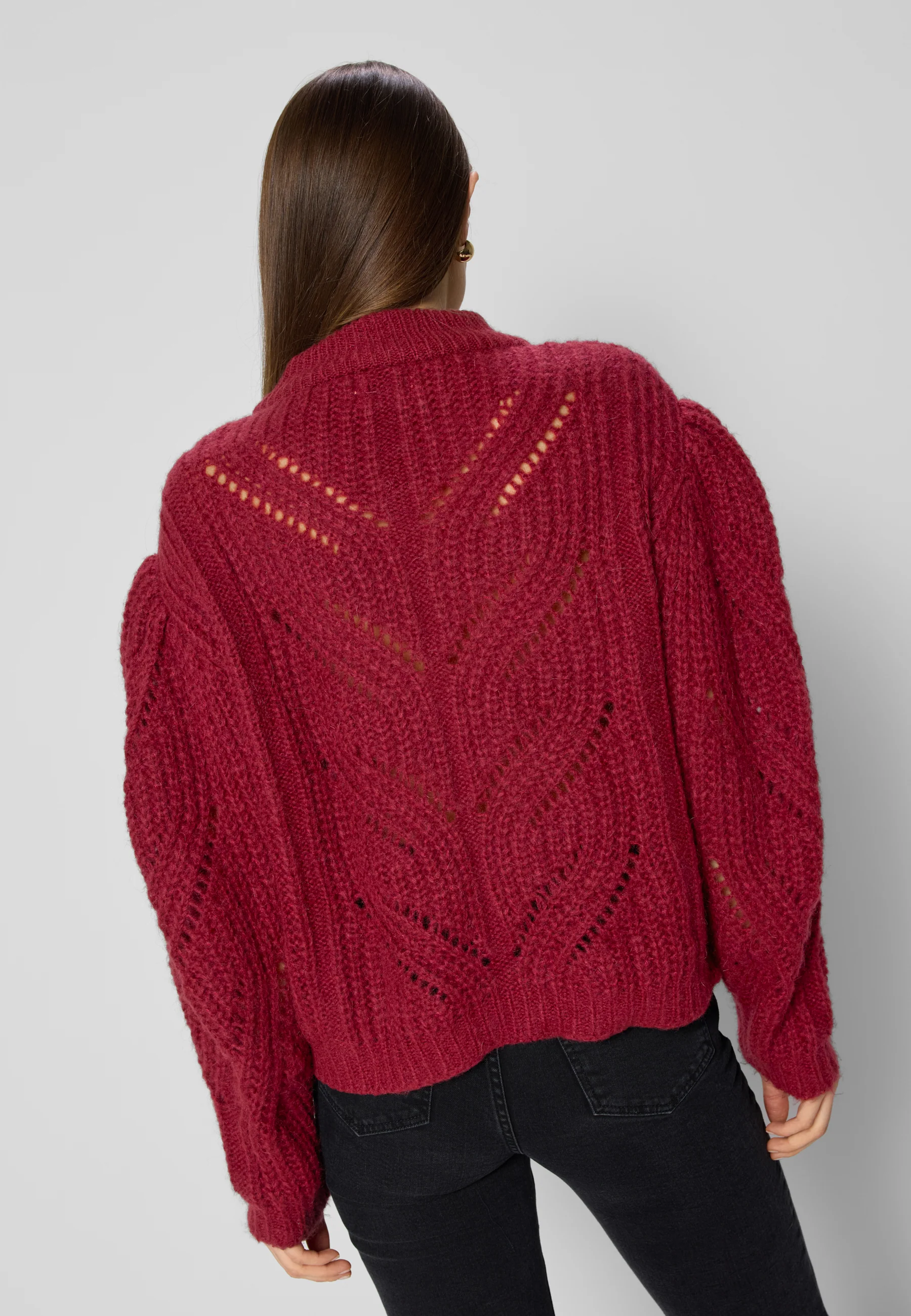 Sweter ażurowy oversize ROSSO bordowy - Image 6