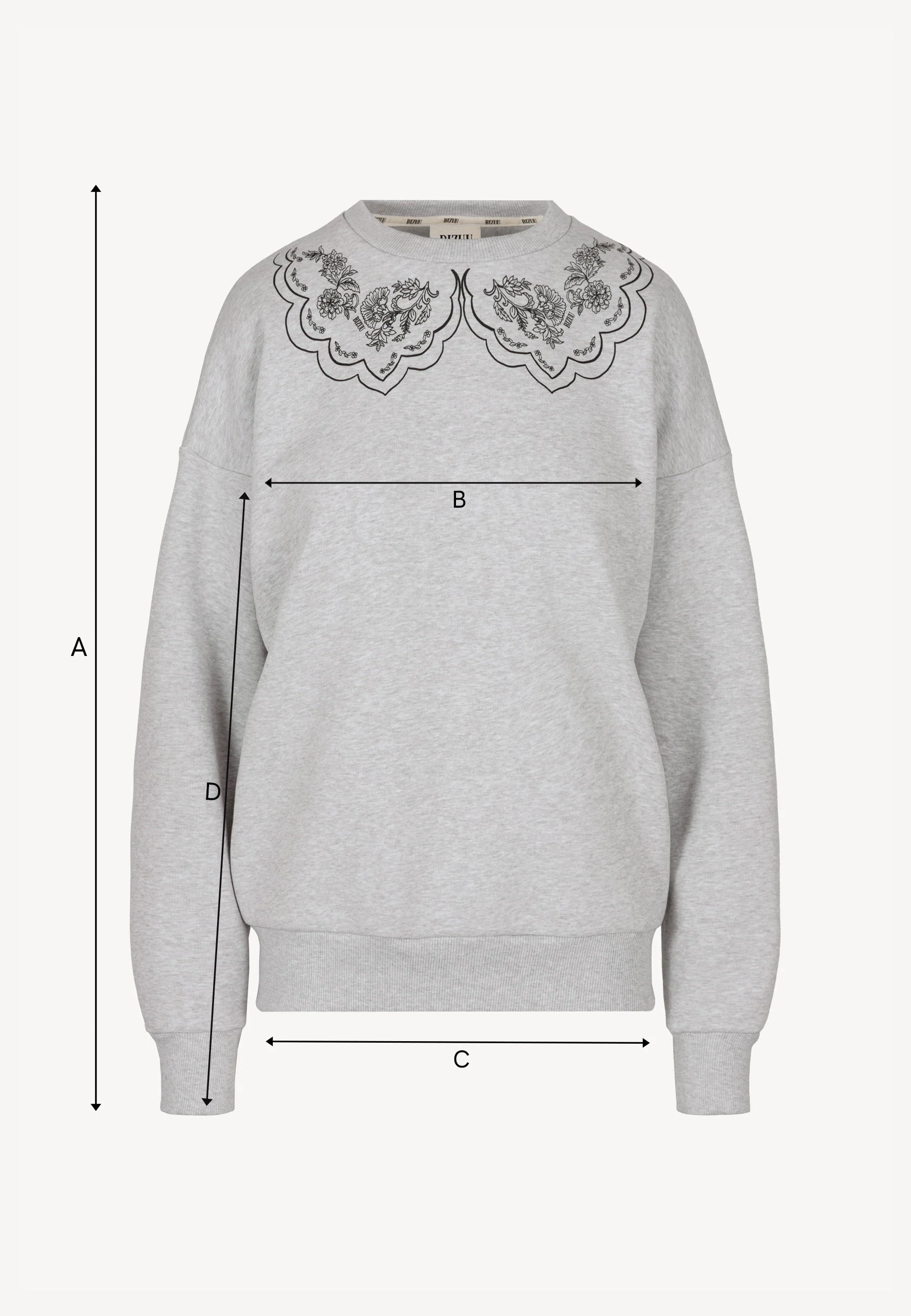 Szara bluza z nadrukowanym kołnierzem COLLIER - Image 7