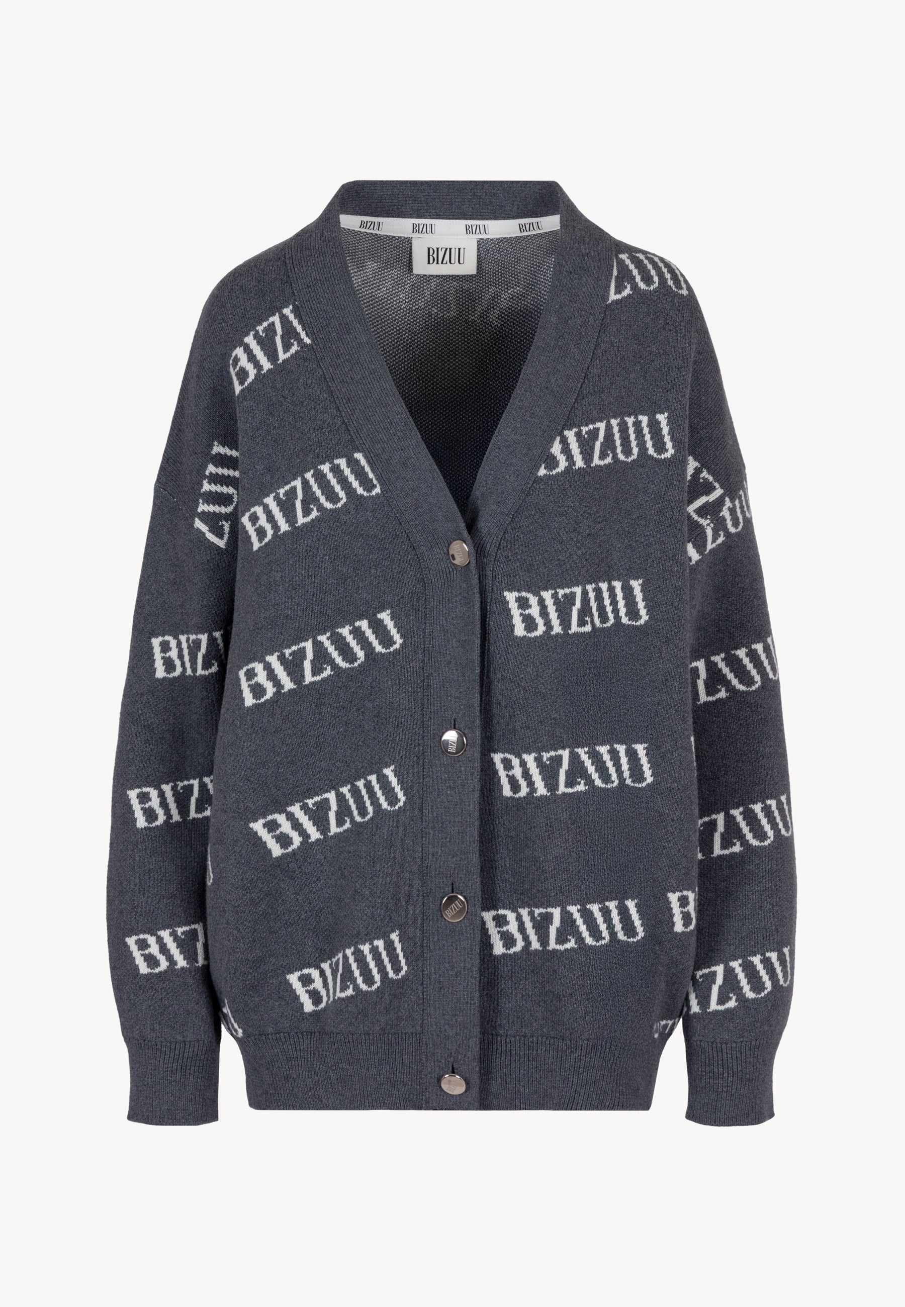 Szary kardigan oversize zapinany na guziki KYLE - Image 3