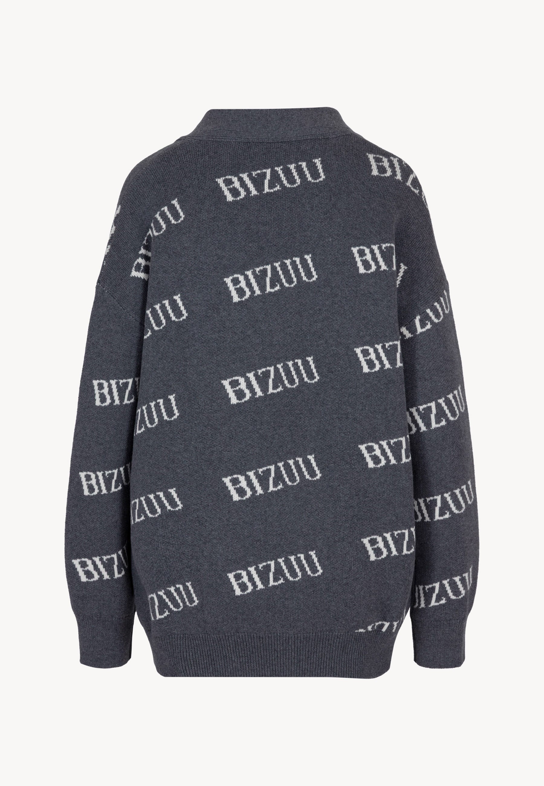 Szary kardigan oversize zapinany na guziki KYLE - Image 4