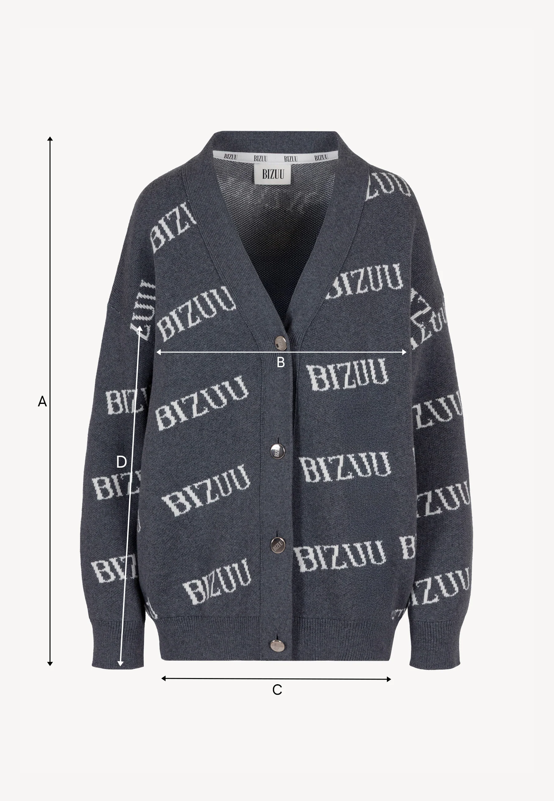 Szary kardigan oversize zapinany na guziki KYLE - Image 8