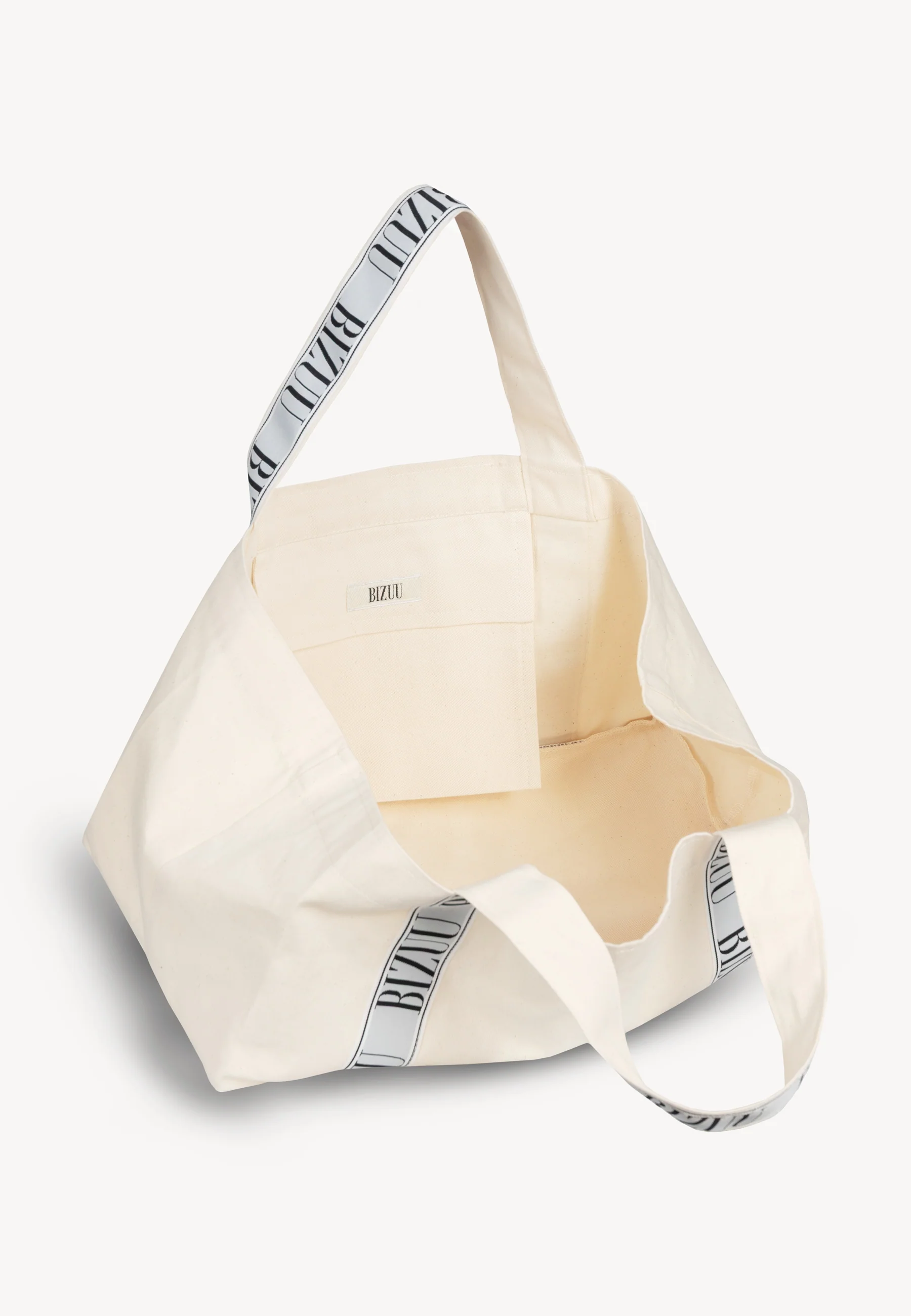 Torba mini shopper z logowanym lampasem BAGO kremowa - Image 3