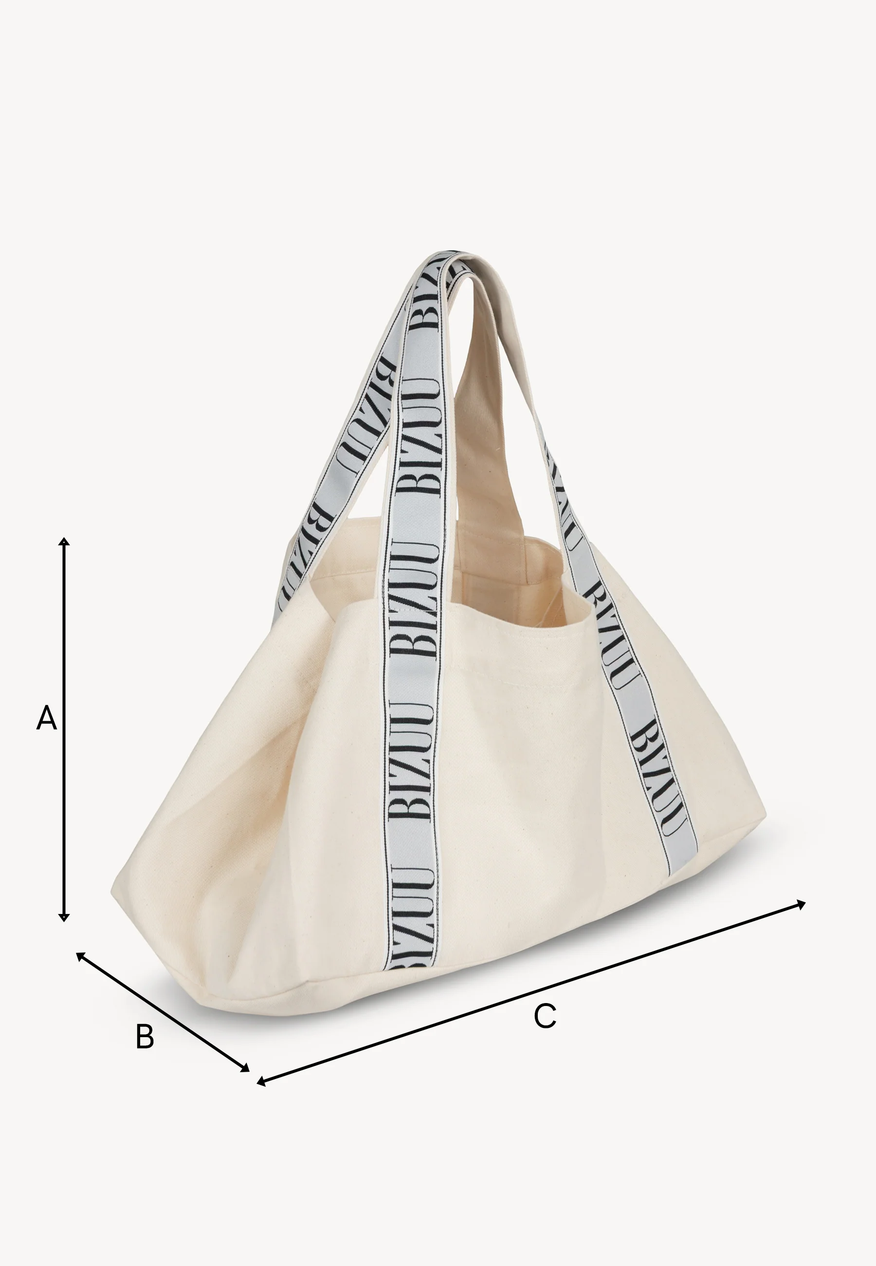 Torba mini shopper z logowanym lampasem BAGO kremowa - Image 5
