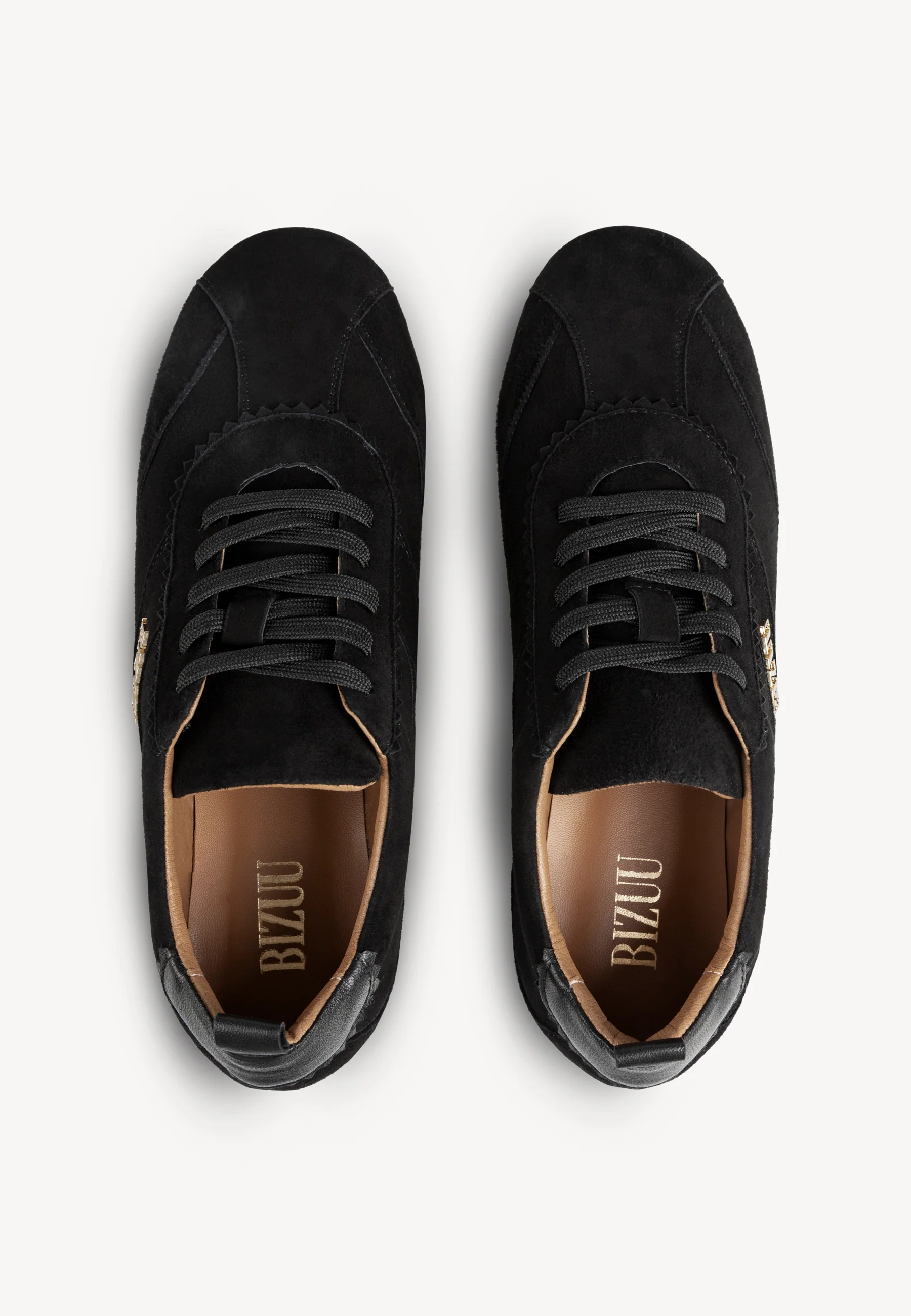 Zamszowe sneakersy damskie LEOLA czarne - Image 3